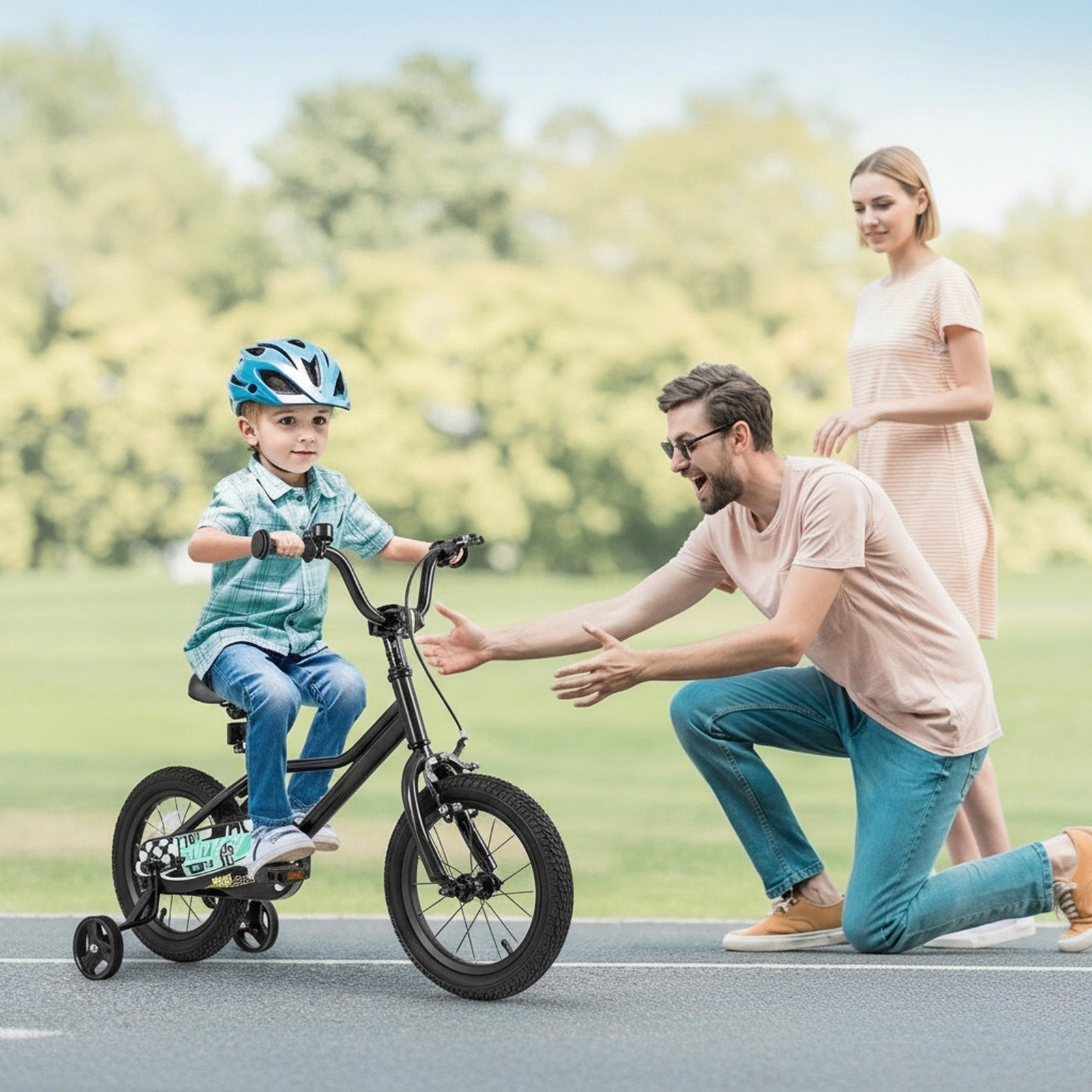 14-in Kids Bike Removable Training Wheels Low Step Frame Hand/Coaster Brakes Bell Reflectors Boys/Girls Ages 3-5 Black
