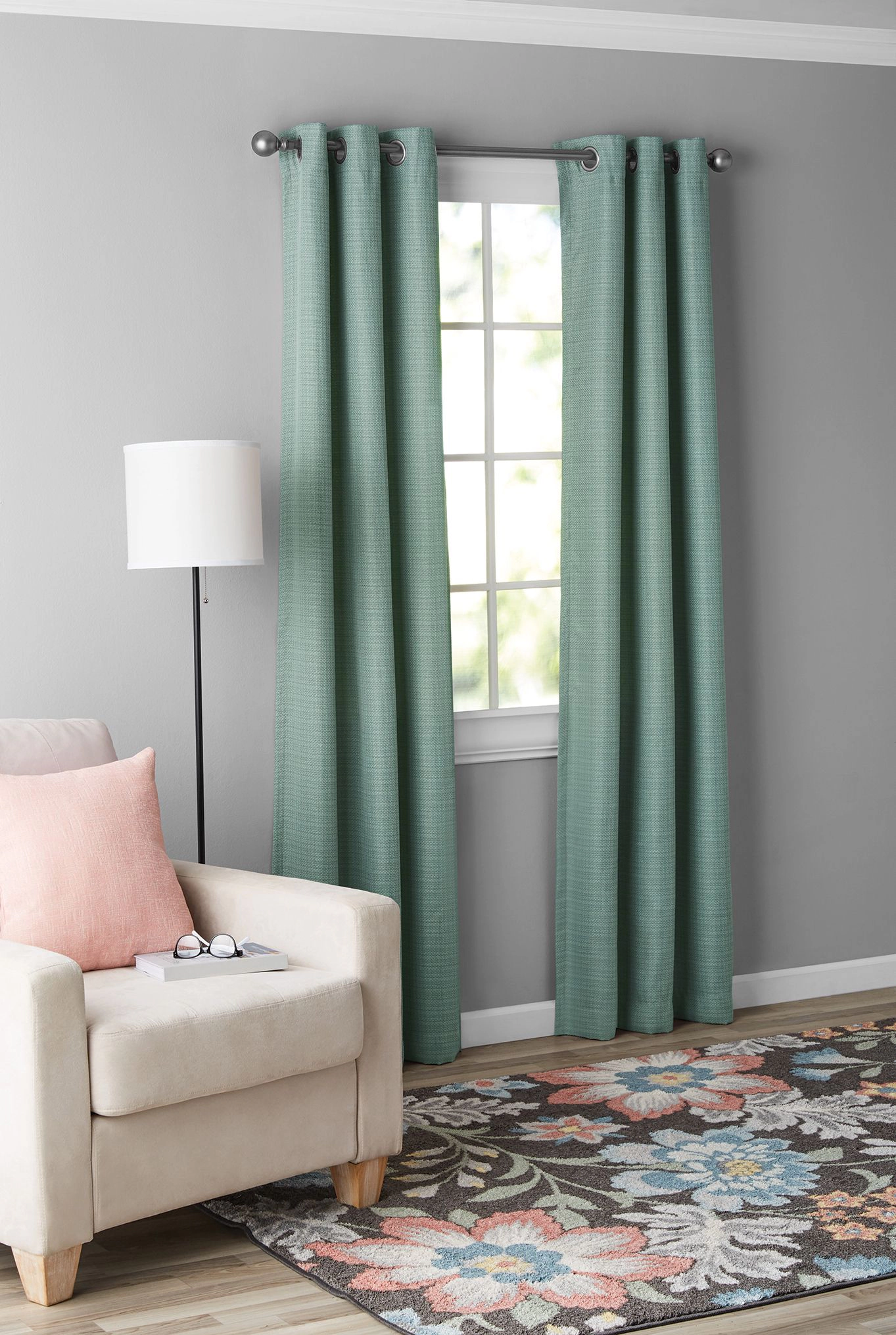 Kate Aurora Modern Living 2 Pack Textured Woven Light Filtering Grommet Top Window Curtain Panels