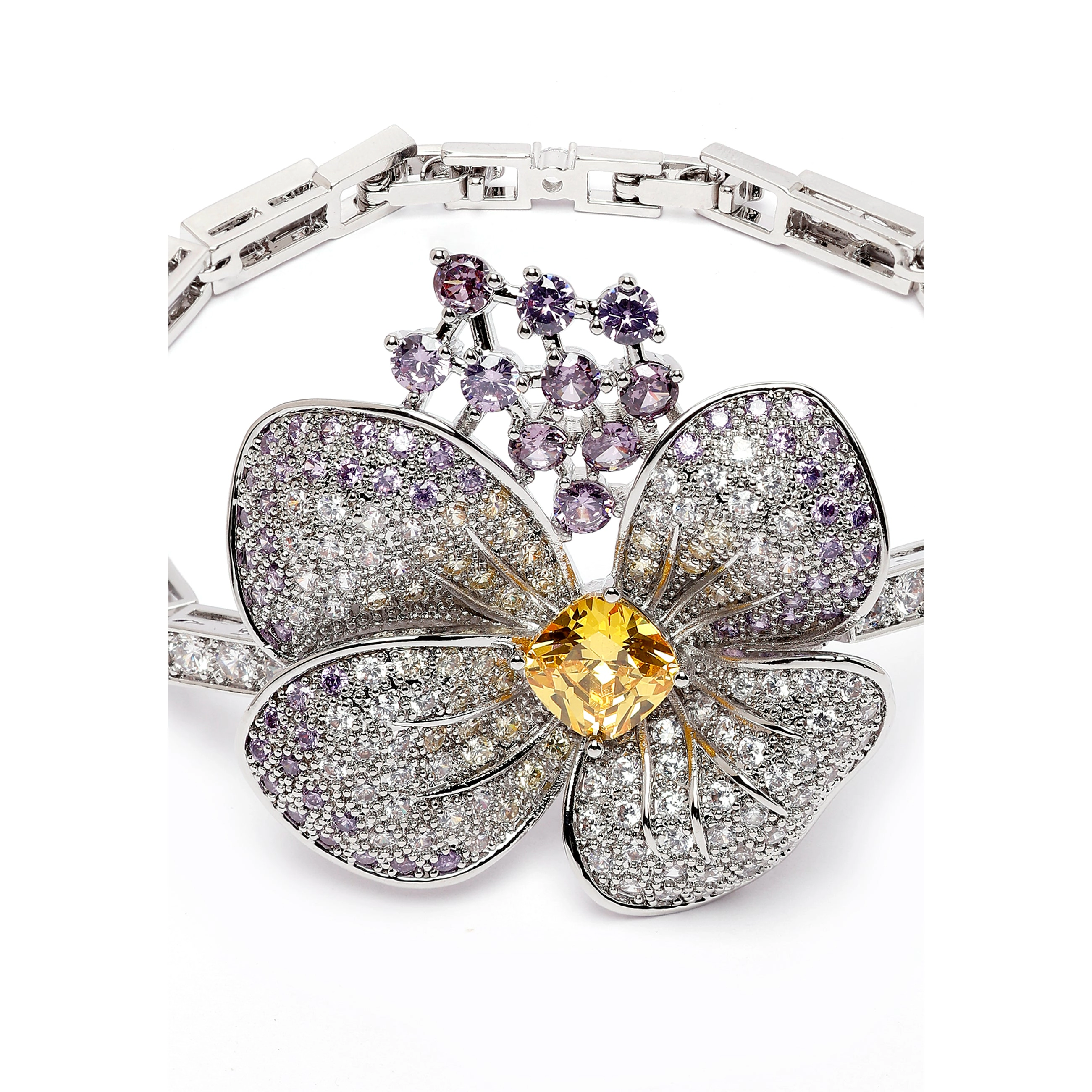 AGP PARIS Womens Diva Floral Cuff Bracelet