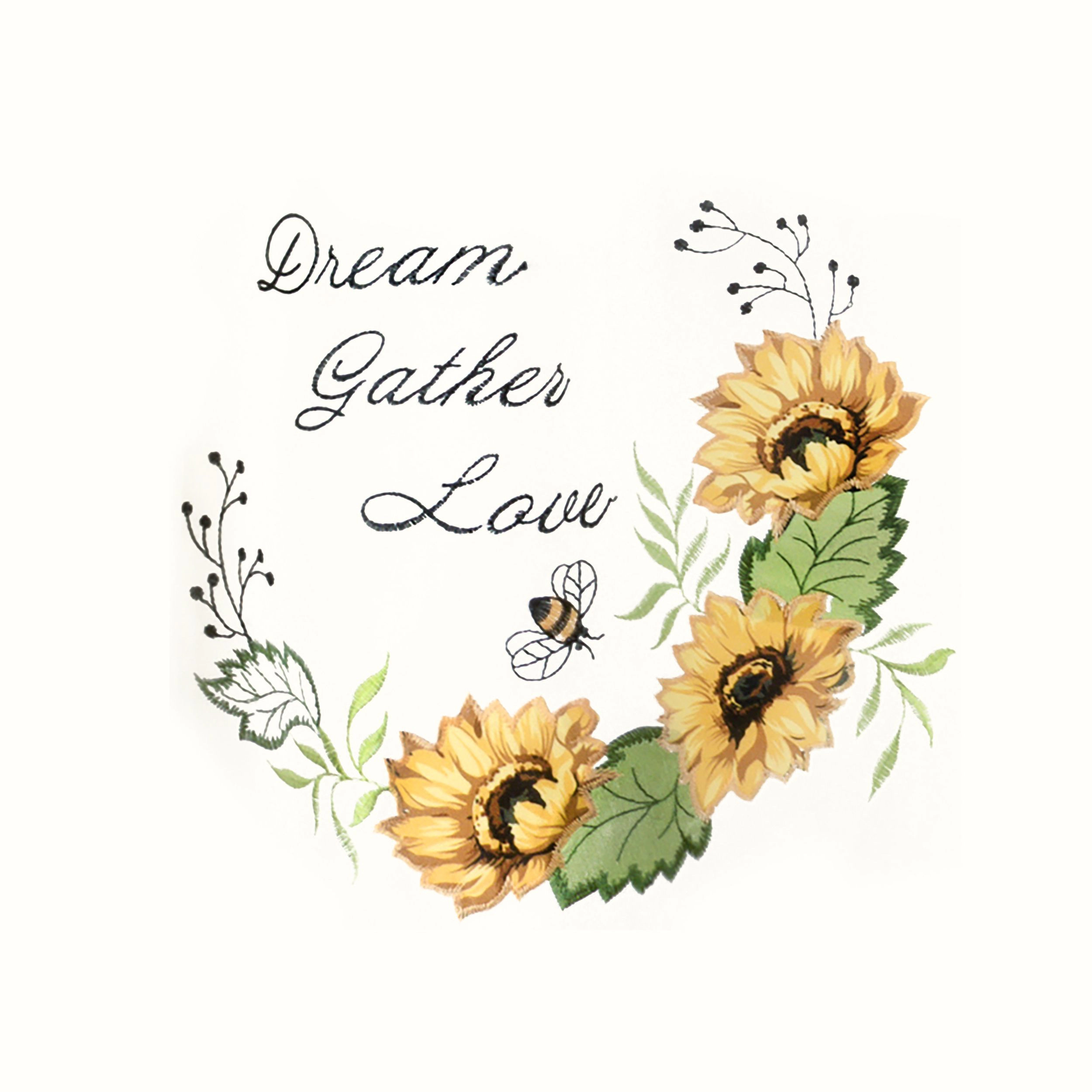 Kate Aurora Montauk Accents "Dream, Love, Gather" Embellished Sunflowers 3 Piece Kitchen Curtain Tier Set