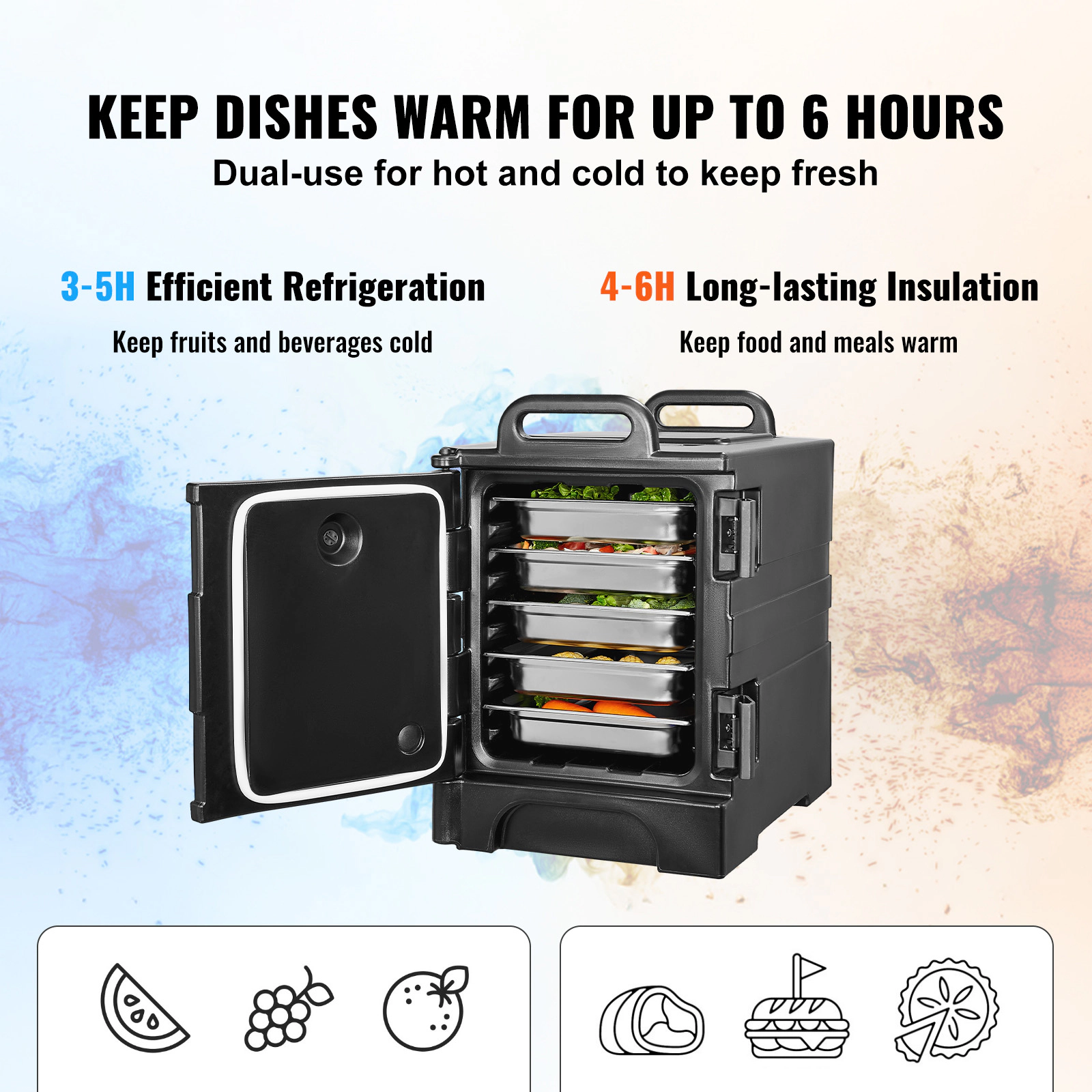 HONGGE Insulated Food Pan Carrier, Hot Box for Catering, Food Box Carrier with Double Buckles