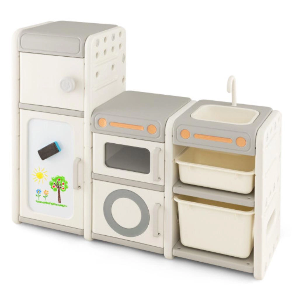Hivvago Multipurpose Toy Chest and Bookshelf with Magnetic Whiteboard-Gray