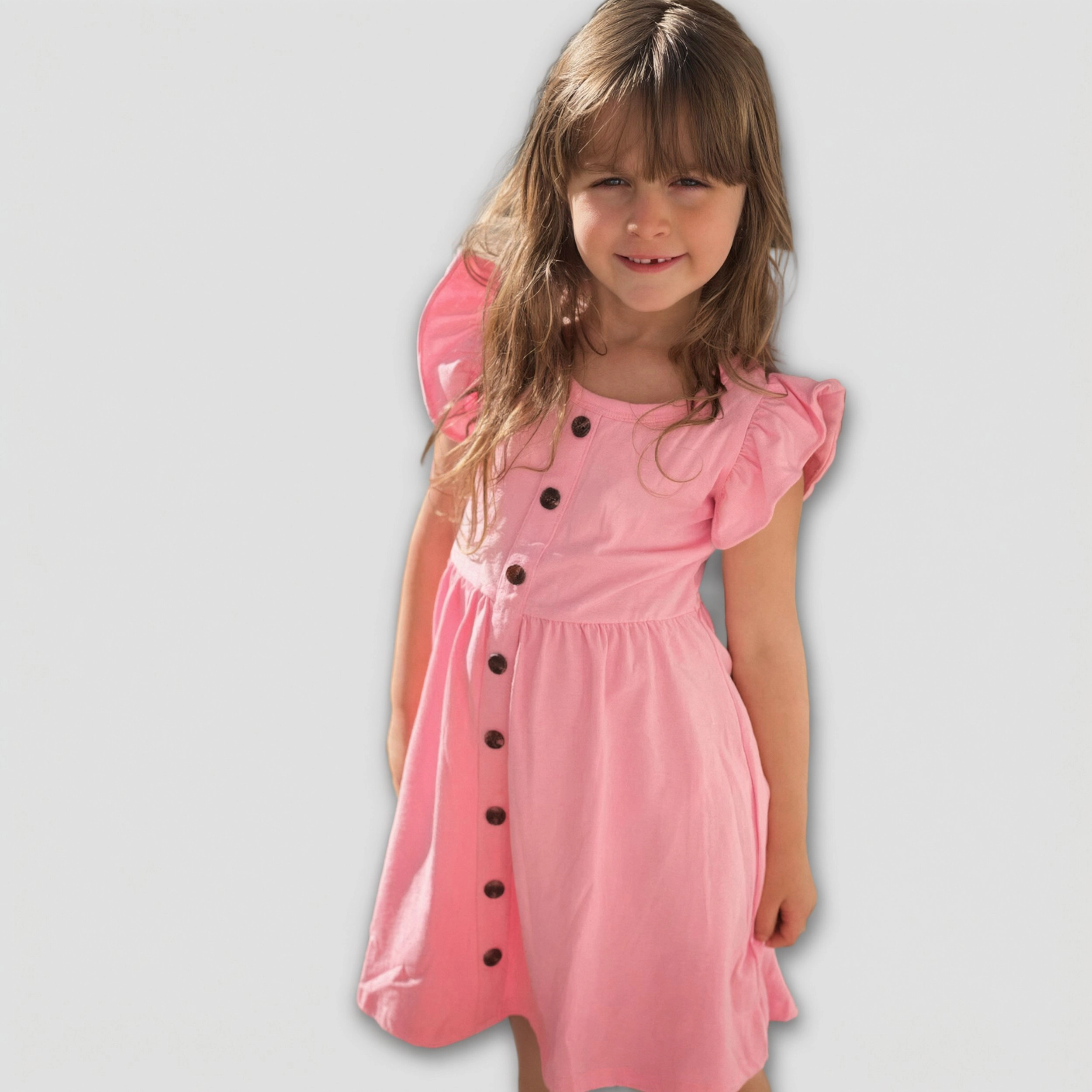 Arshiner Girls Dress Flutter Sleeve Aline Button Down Sundress Summer Dresses For Kids