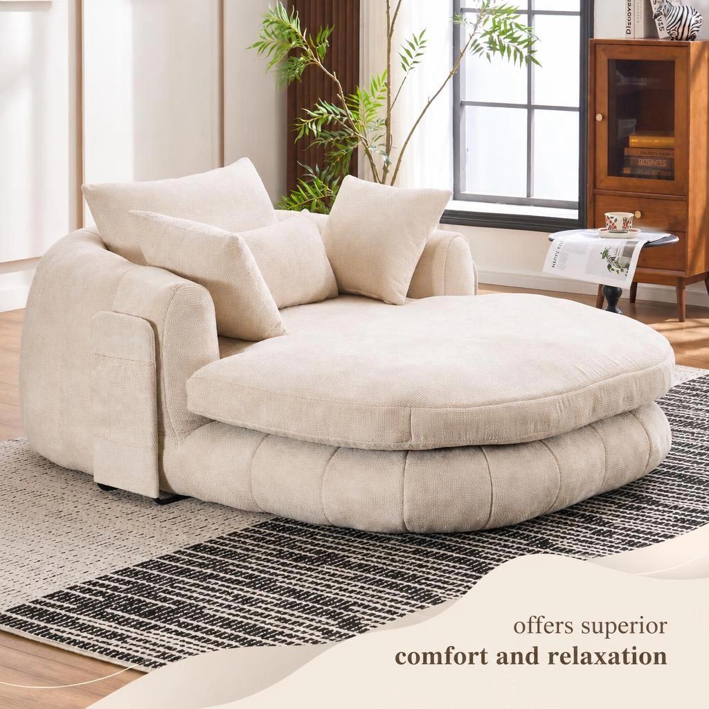 GOODSILO Soft Chenille Large Comfy Lazy Sofa Lounge Chair