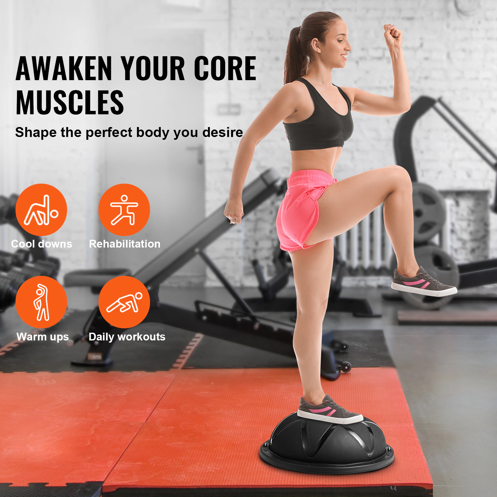 HONGGE Half Exercise Ball Trainer 23 inch Balance 660 lbs Capacity Stability Yoga with