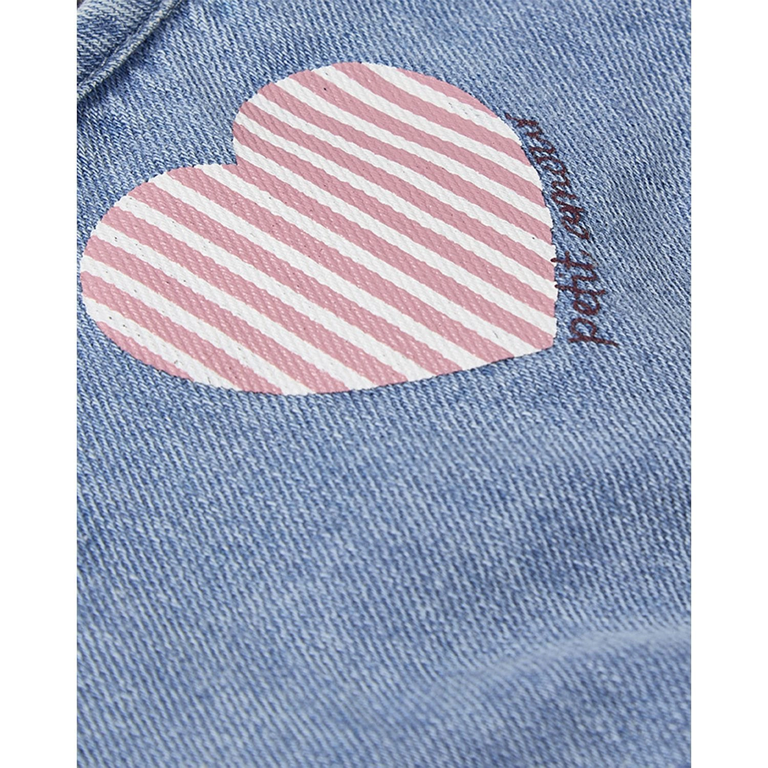 Memoi Baby and Toddler Girls "Petit Amour" 100% Cotton Denim Romper