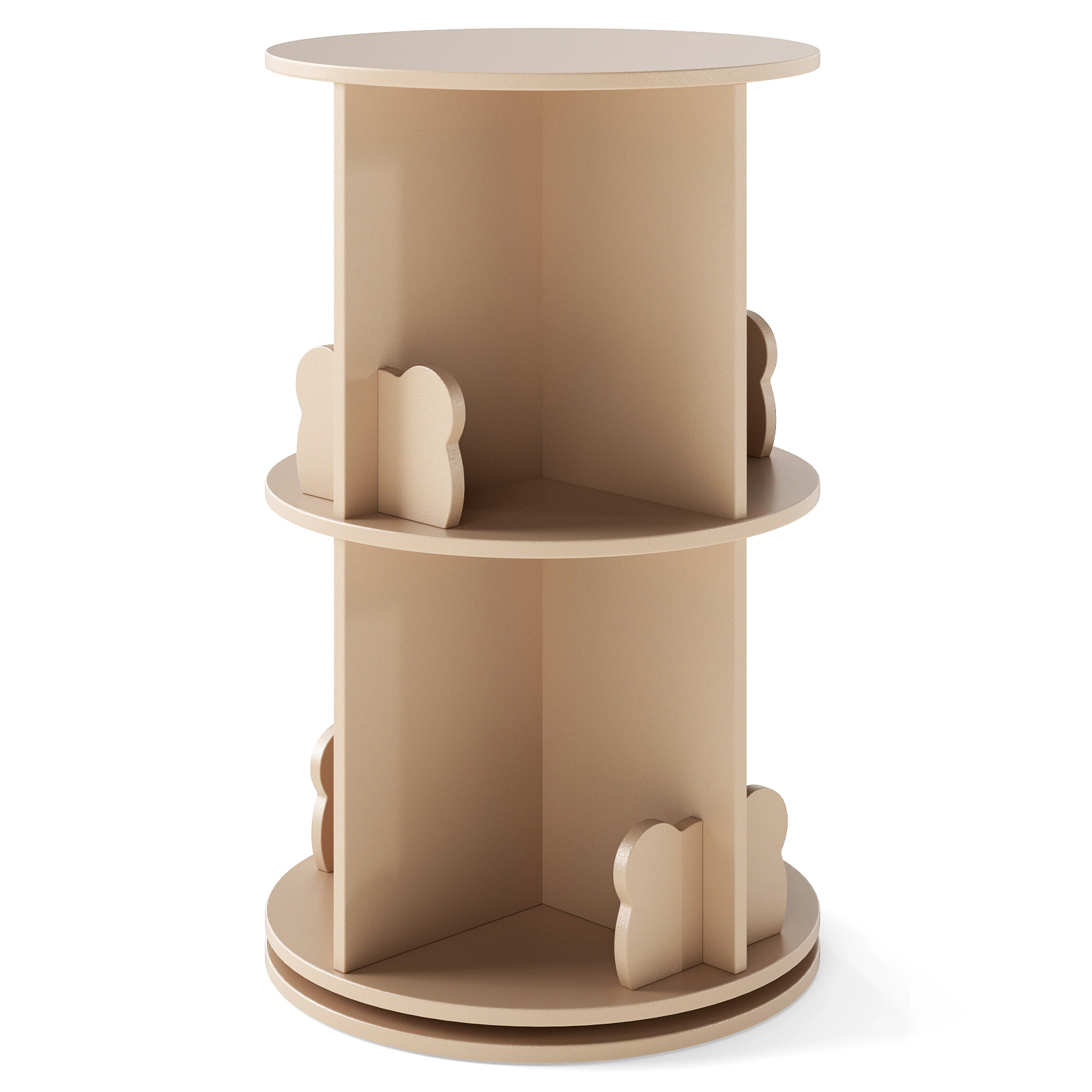 SUGIFT 2-Tier Freestanding Kids Rotating Bookshelf Storage Rack 33-lb Capacity Coffee MDF with 8 Compartments