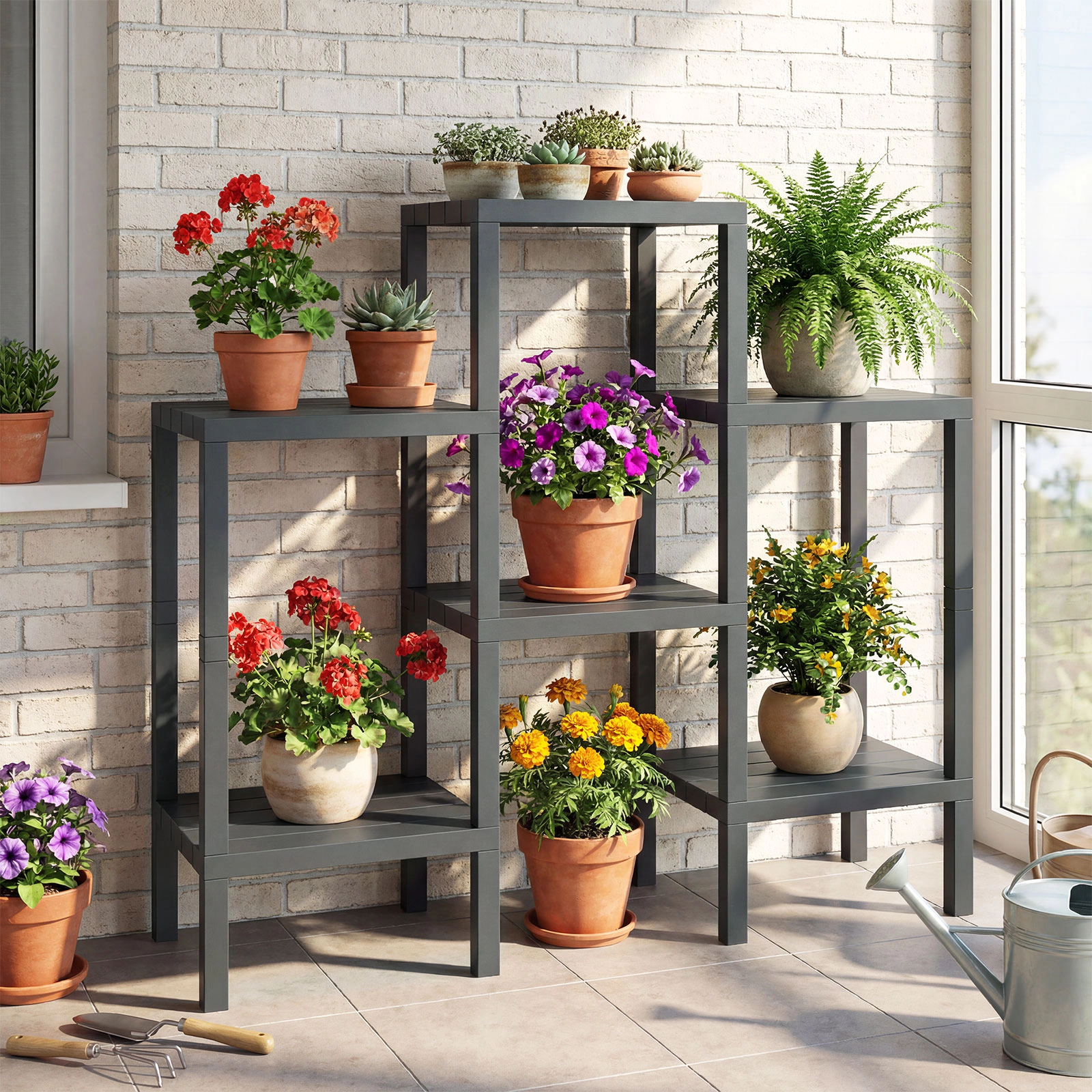 SUGIFT 6-Tier Modular Plastic Storage Shelves 22-lb Shelf Capacity PP Frame Gray