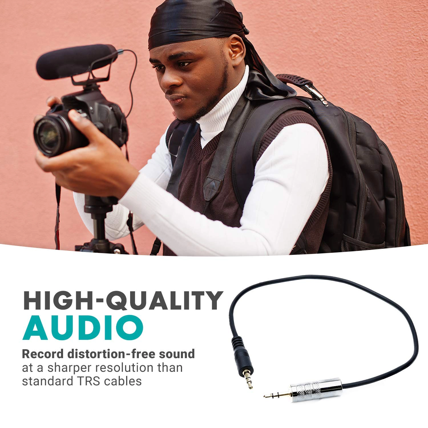 Movo MV-RC100 3.5mm Male Line-in to Male Microphone Attenuator Cable