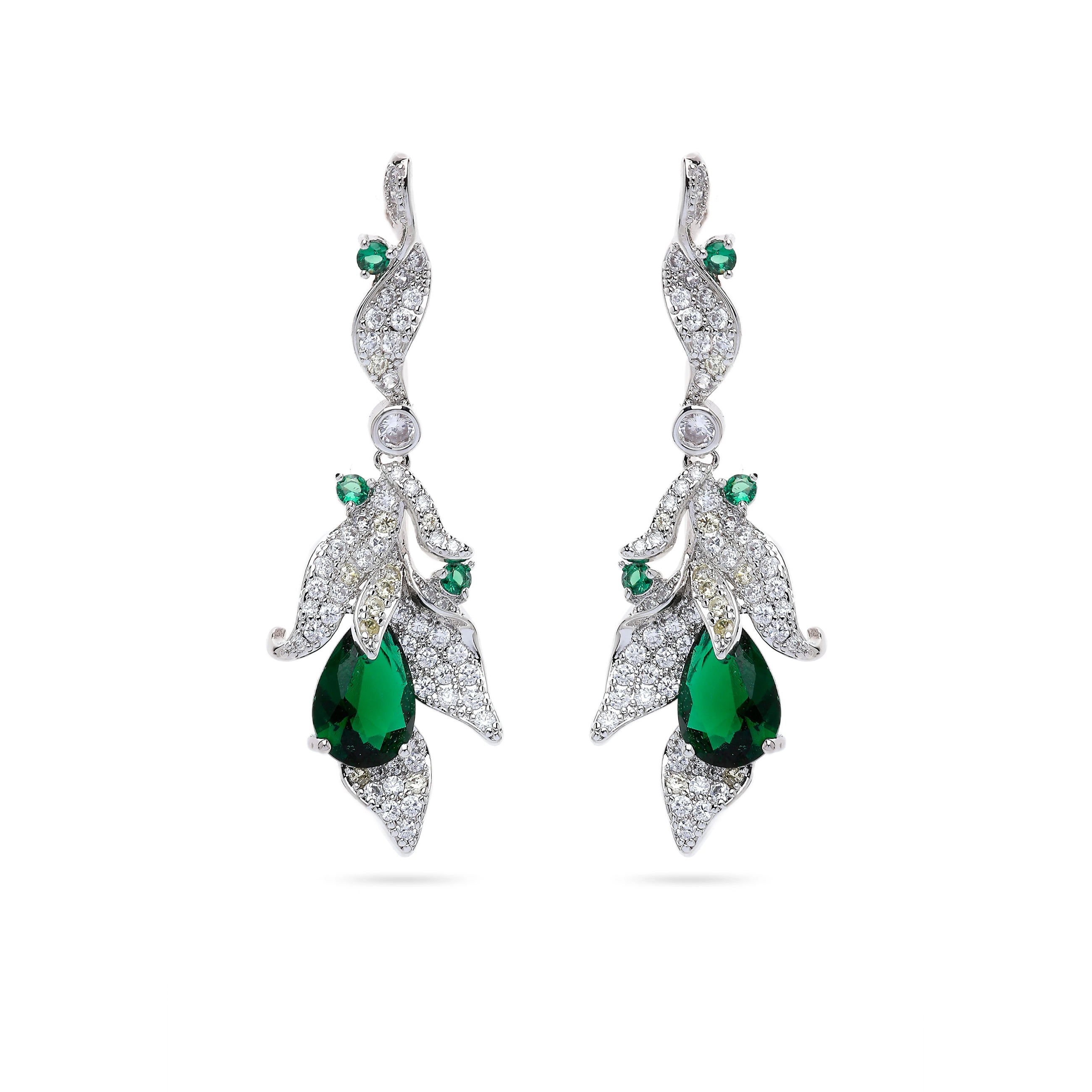 AGP PARIS Womens Green Leaf Motif Drop Earrings