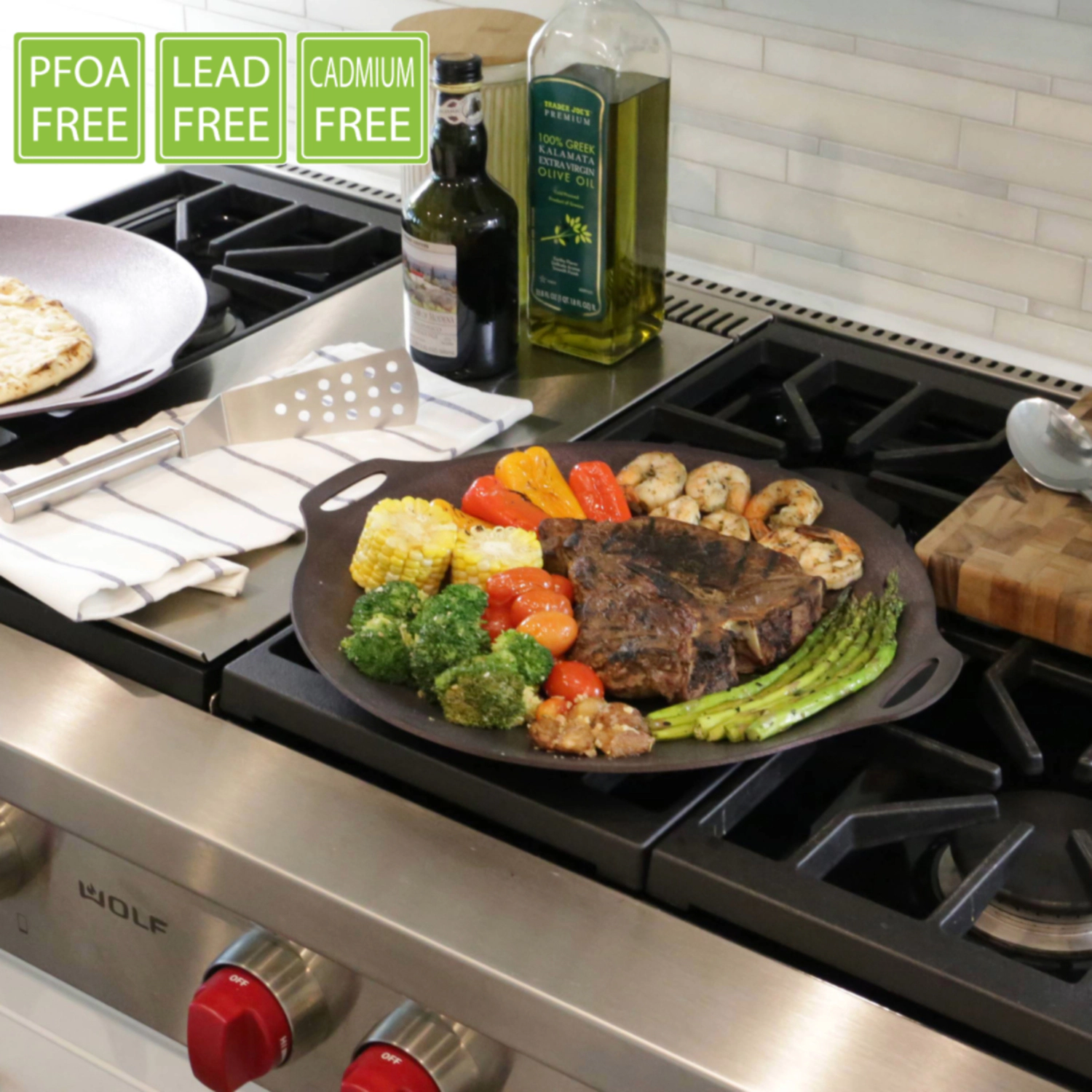 TECHEF 14 Inch Round Griddle Grill Pan