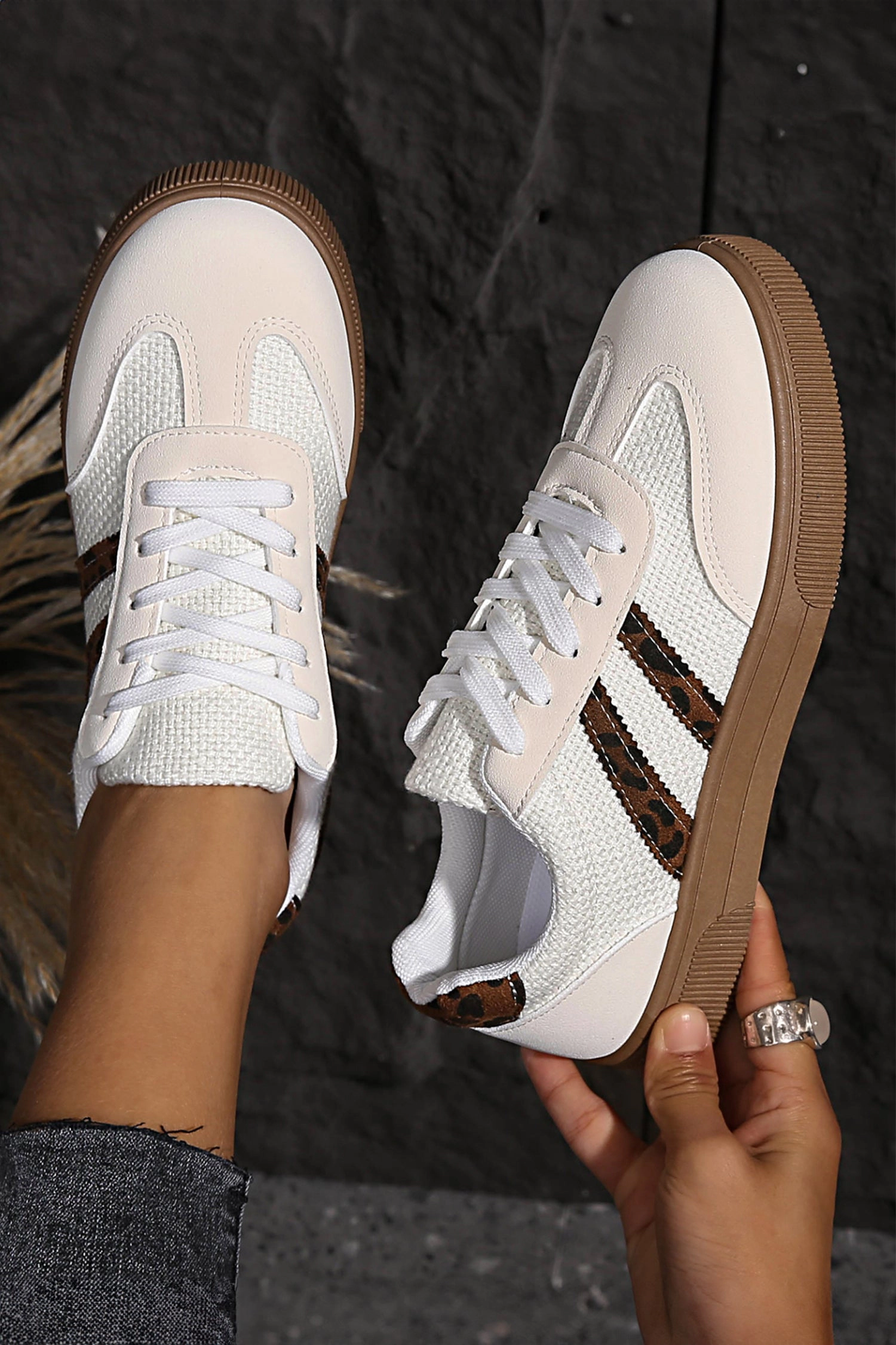 Threaded Pear Women's Lila Leather Patchwork Flat Sneakers