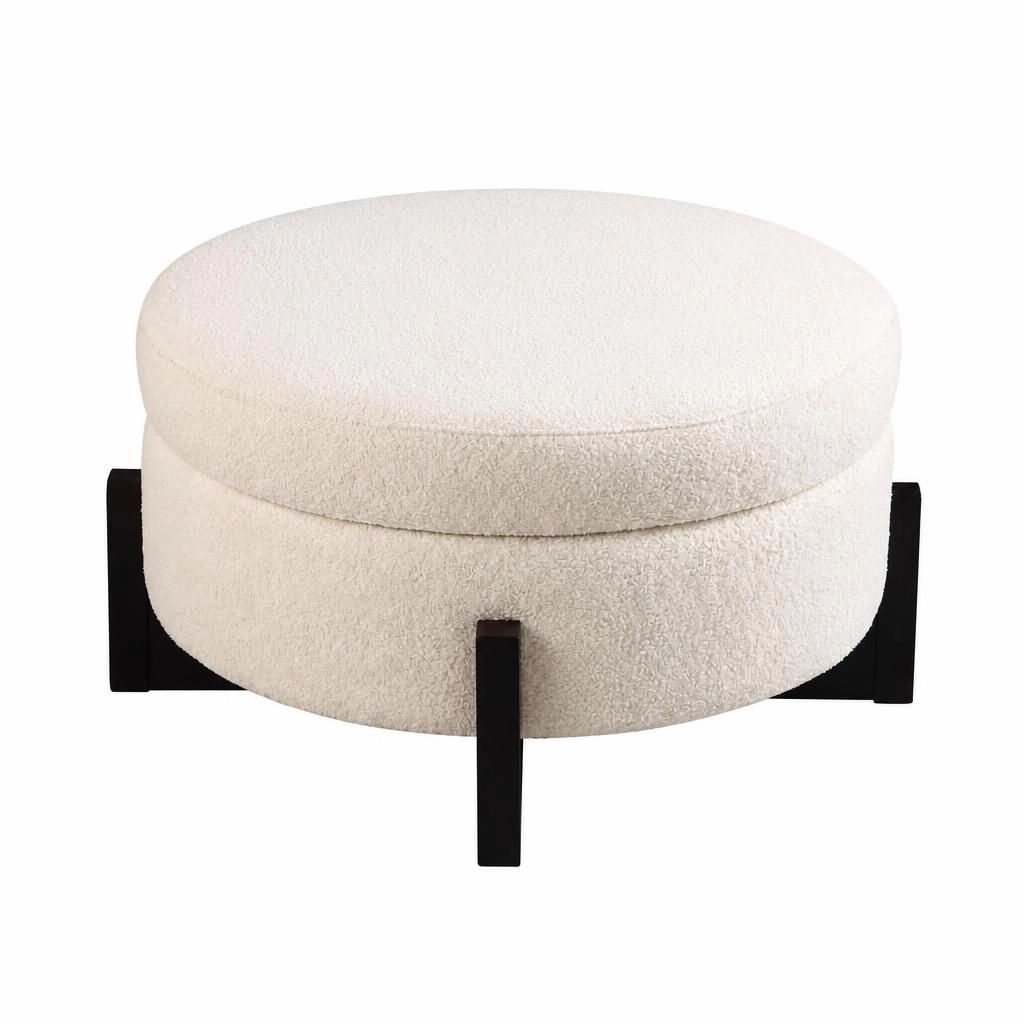 GOODSILO Round Oversized Sherpa Upholstered Foot Rest Ottoman
