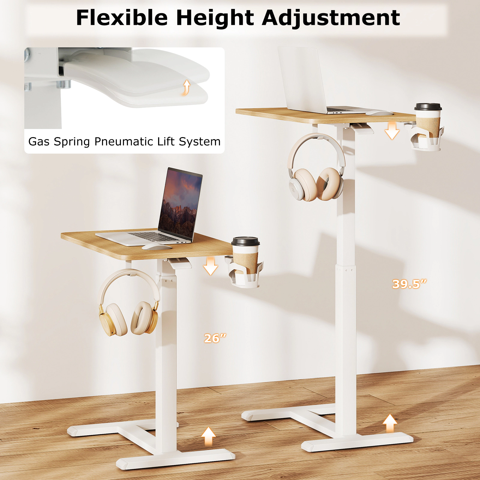 SlickBlue Adjustable Height Rolling Standing Desk with Laptop Table