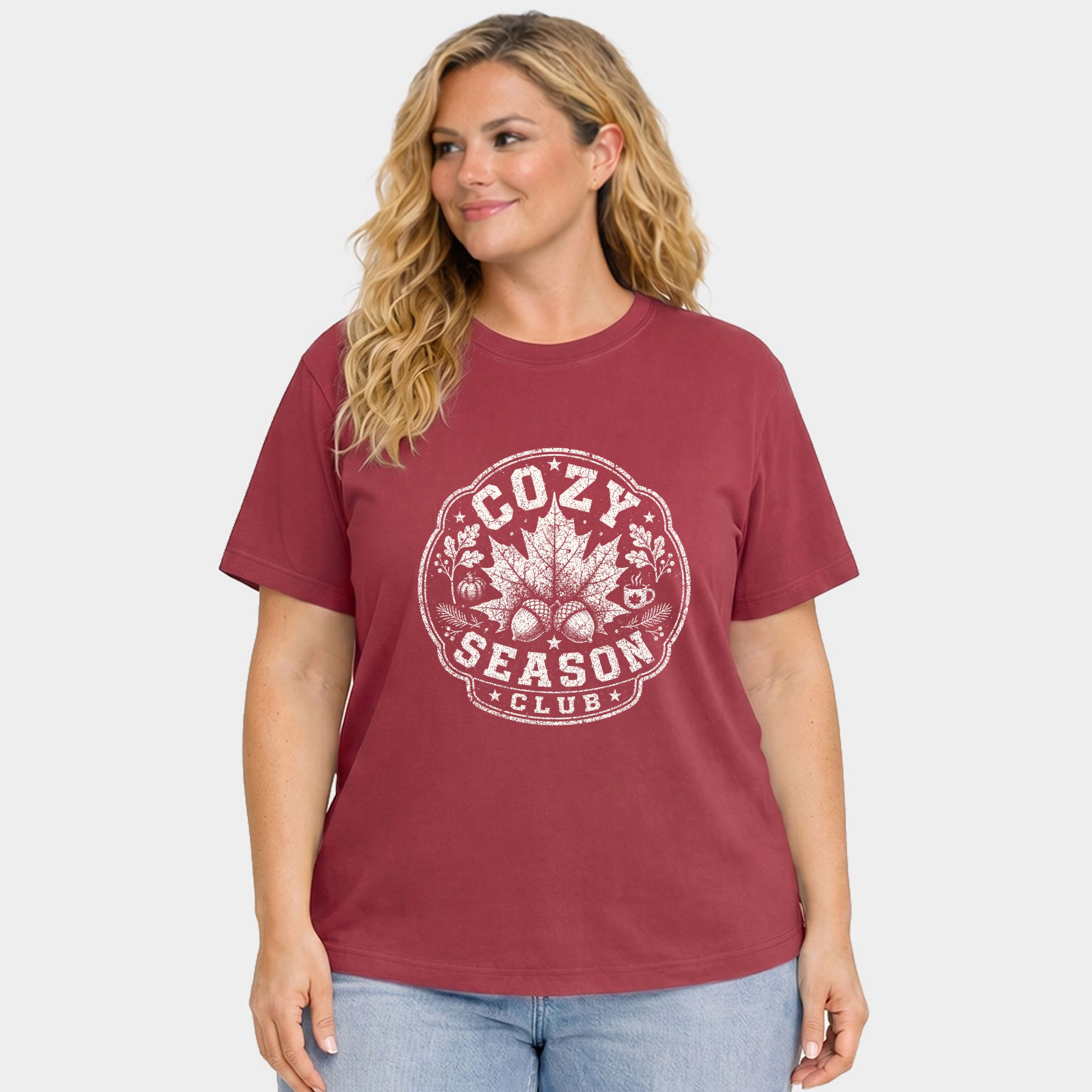 Simply Sage Market - Women's Plus Garment Dyed Tee Cozy Season Club Leaf