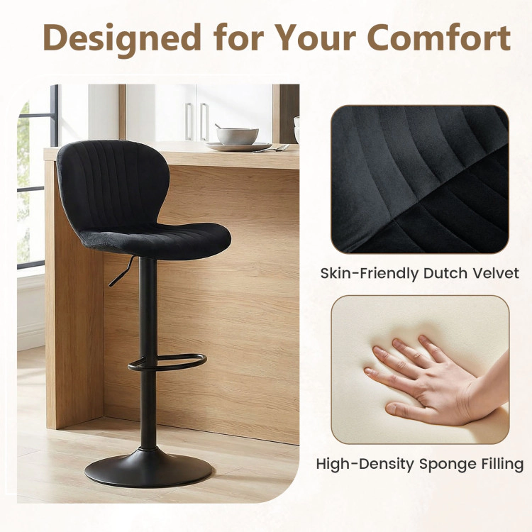 Hivvago Adjustable Counter Height Chairs Set Of 4 With Velvet Upholstered Backrests