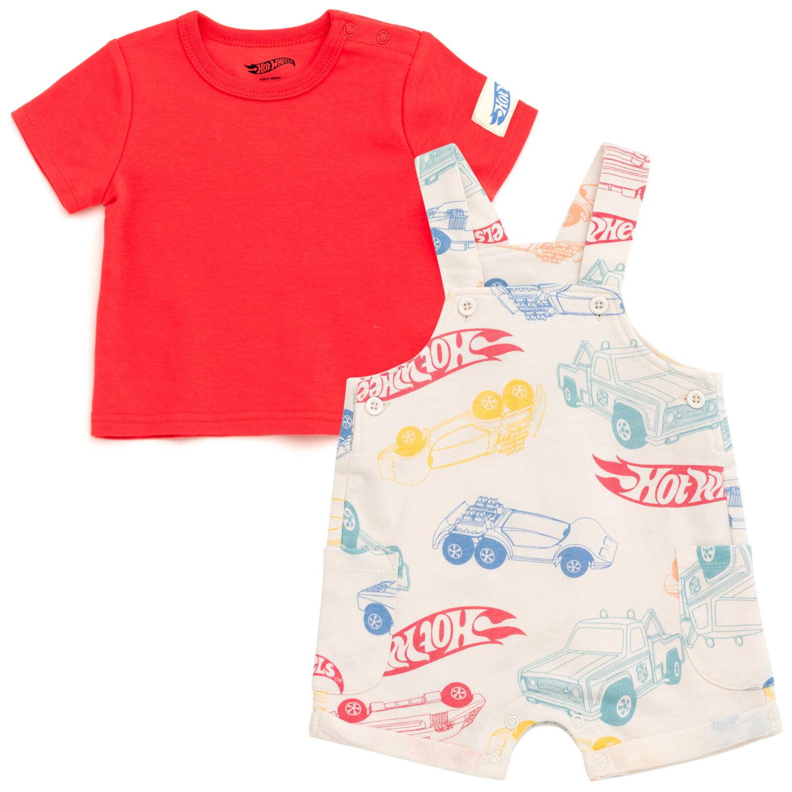 Hot Wheels Baby Boys' 2-Piece Shortall and Tee Set