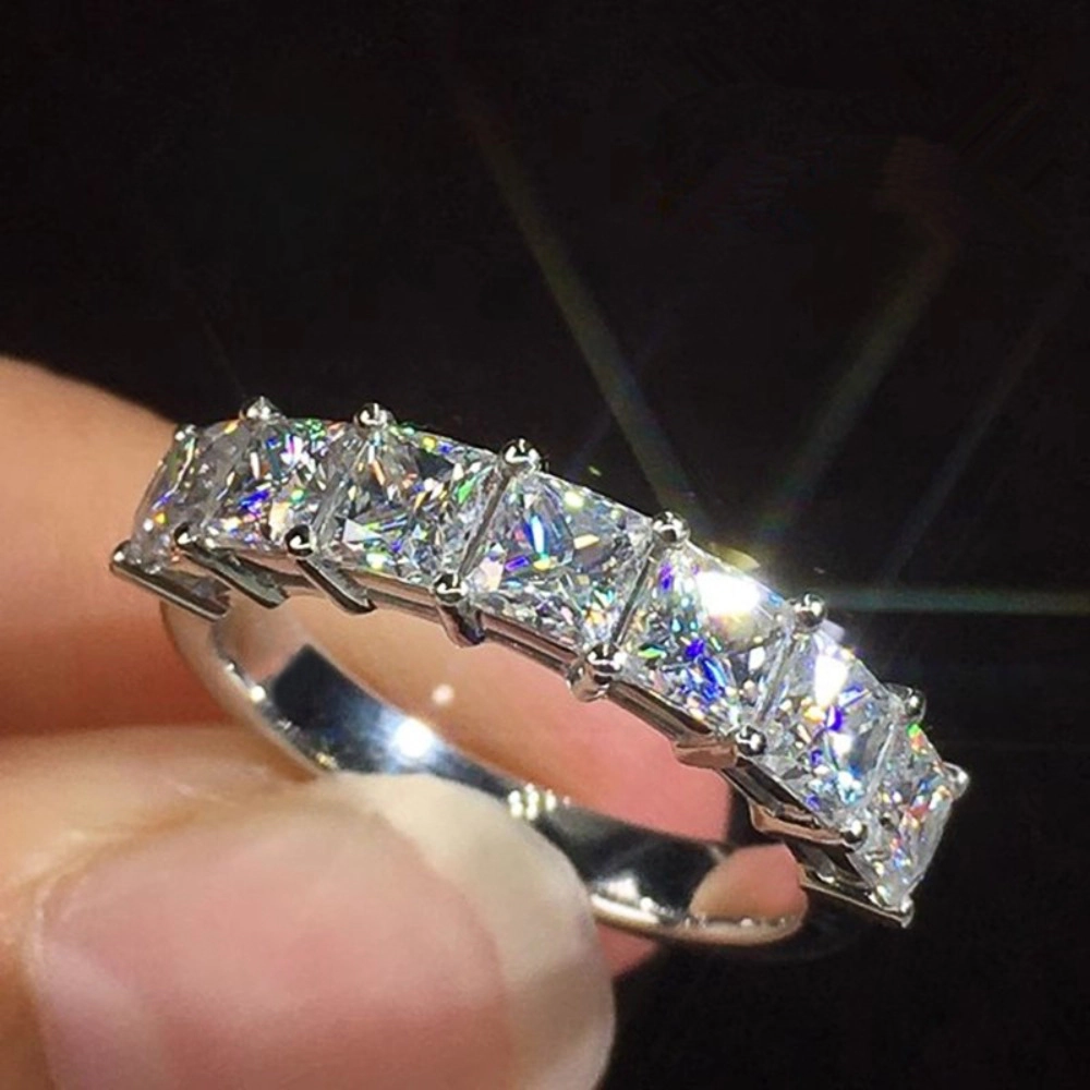 Fashion Princess Square Crystal Cubic Zirconia Ring