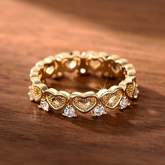 Wardrobe Whimsy Womens Open Heart Cubic Zirconia Eternity Band Ring ...