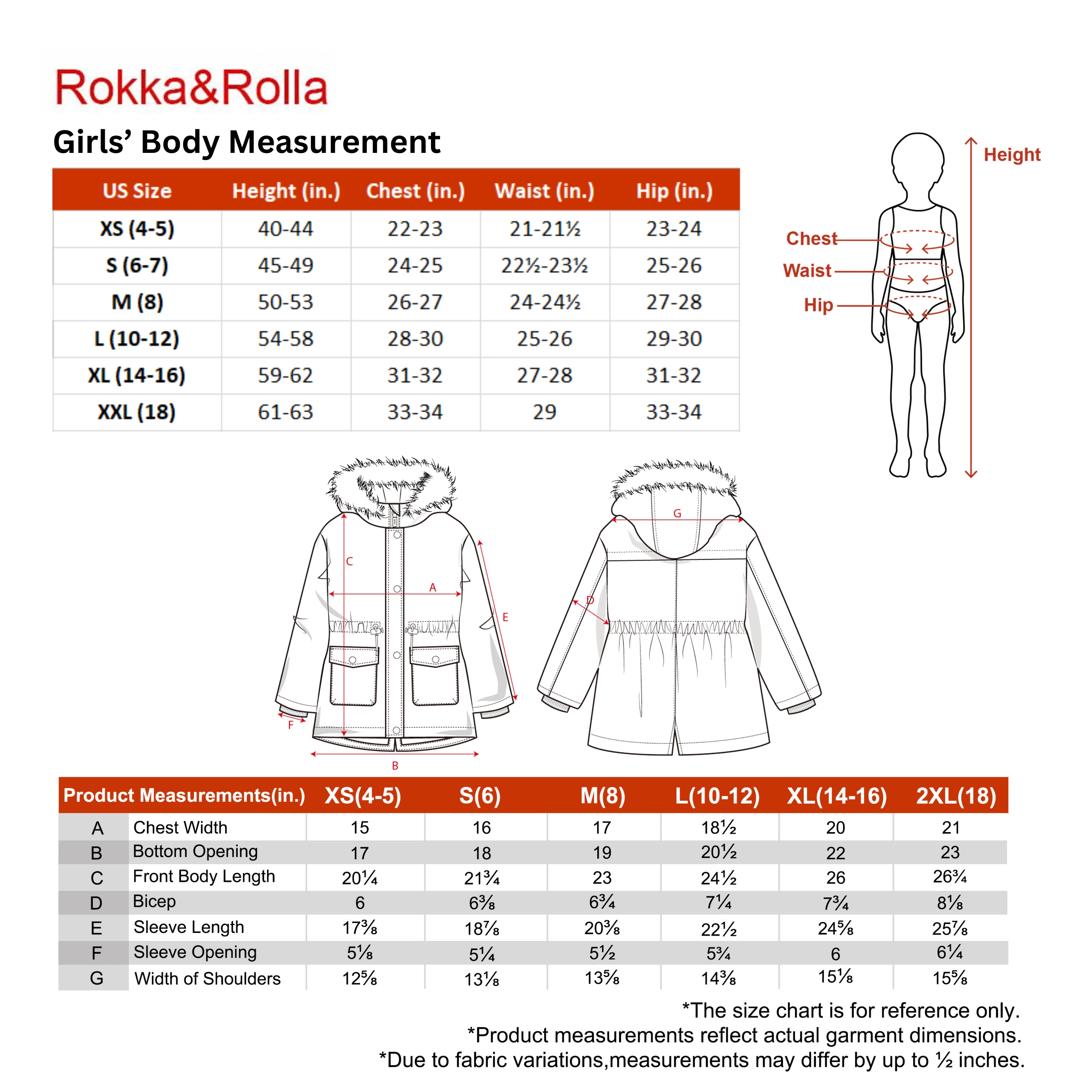 Rokka&Rolla Little & Big Kid Girls Mid-Length Fleece Lined Parka