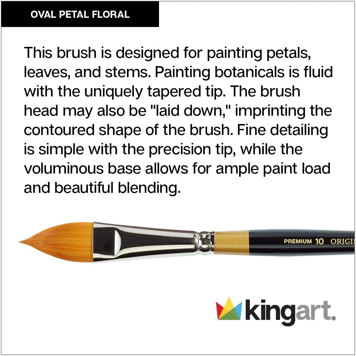 KINGART Original Gold Flora Golden Taklon Brush Set - 3 pc