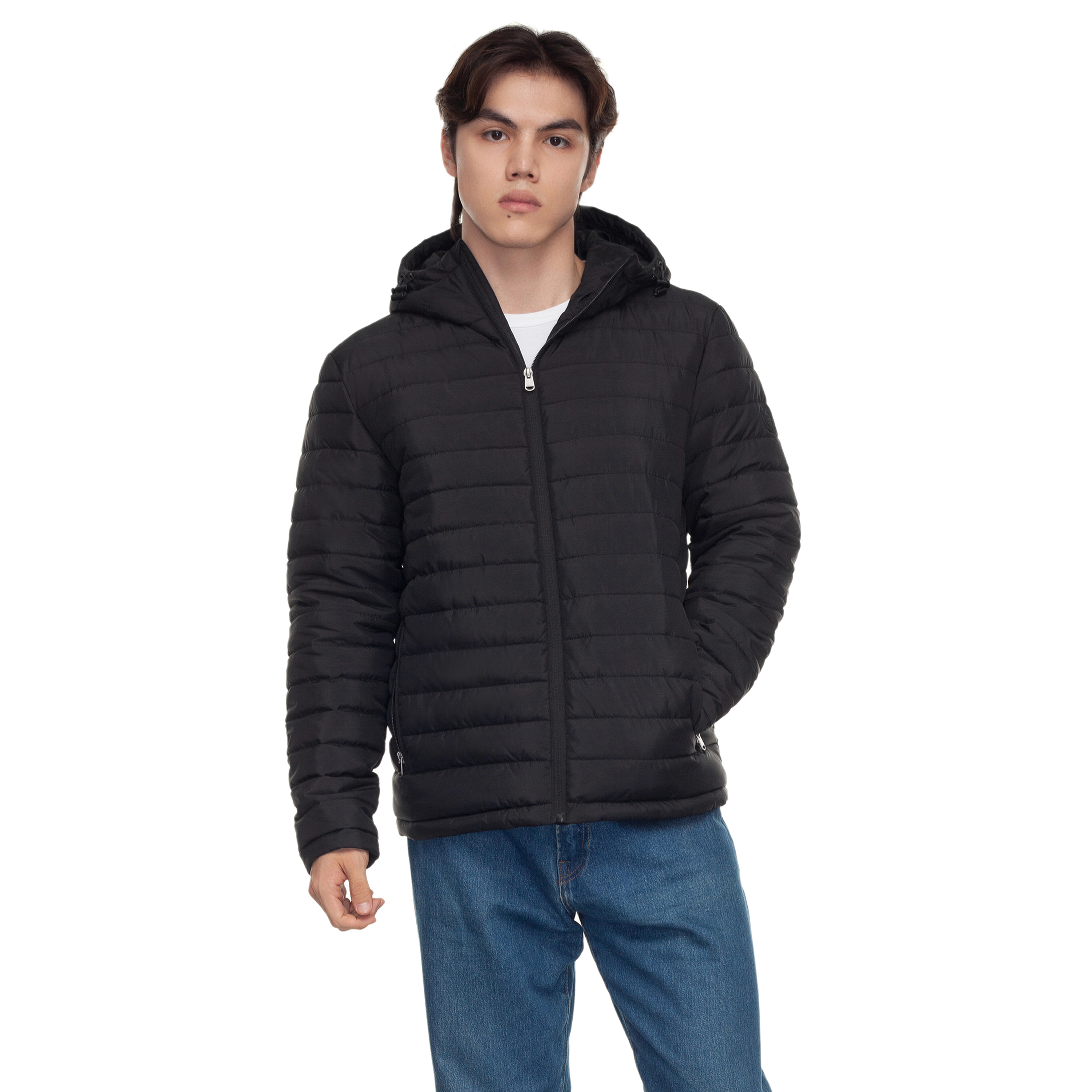Rokka&Rolla Mens Lightweight Hooded Puffer Jacket