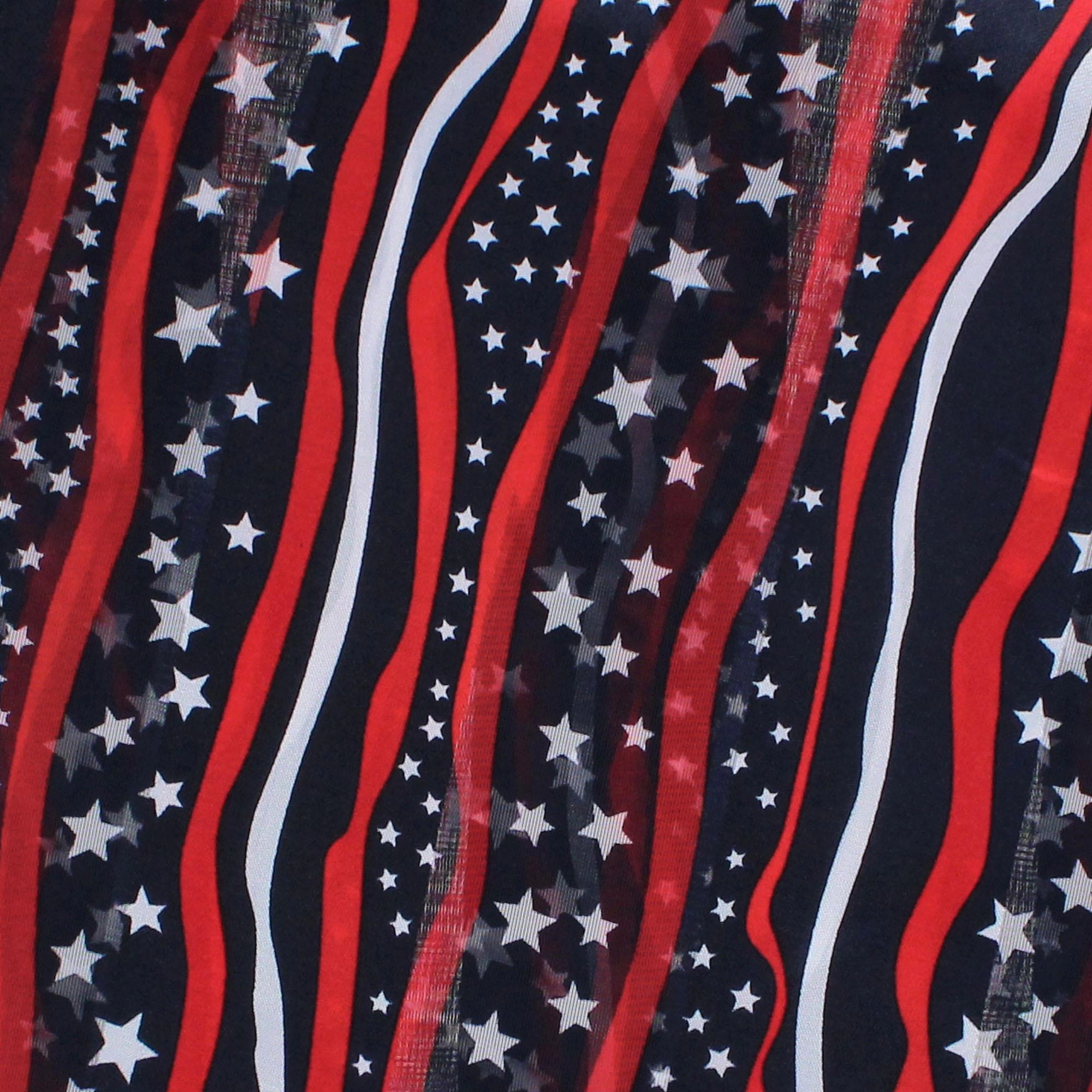 CTM Women's Satin American Stars and Stripes Lightweight Scarf