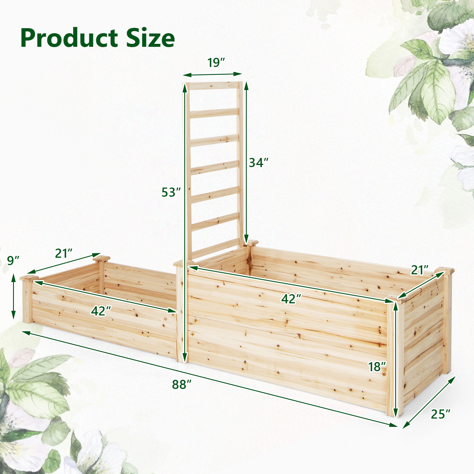 SlickBlue 2 Tier Raised Garden Bed with Trellis for Climbing Plants