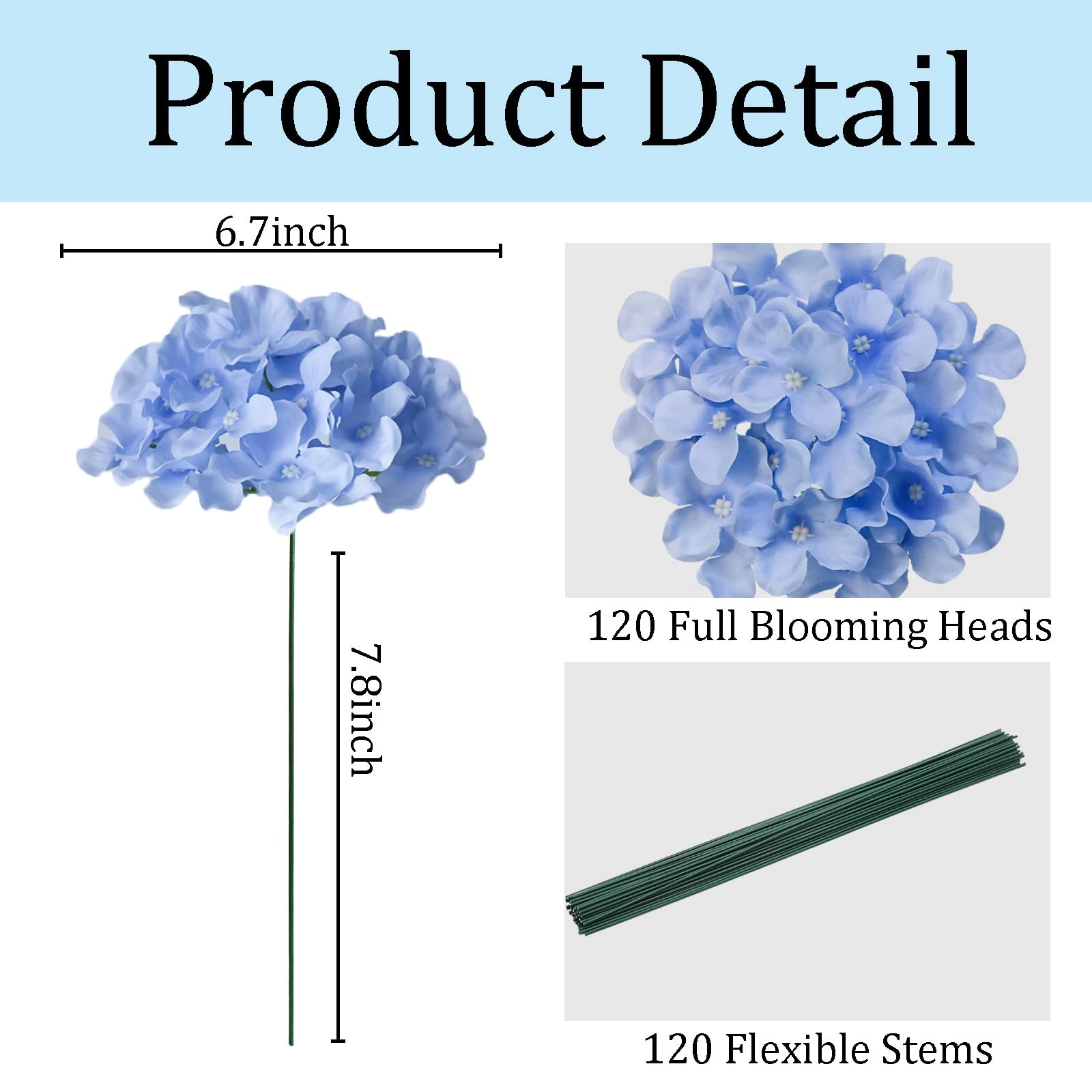 PUPWE Artificial Hydrangea Flowers Bulk Stems