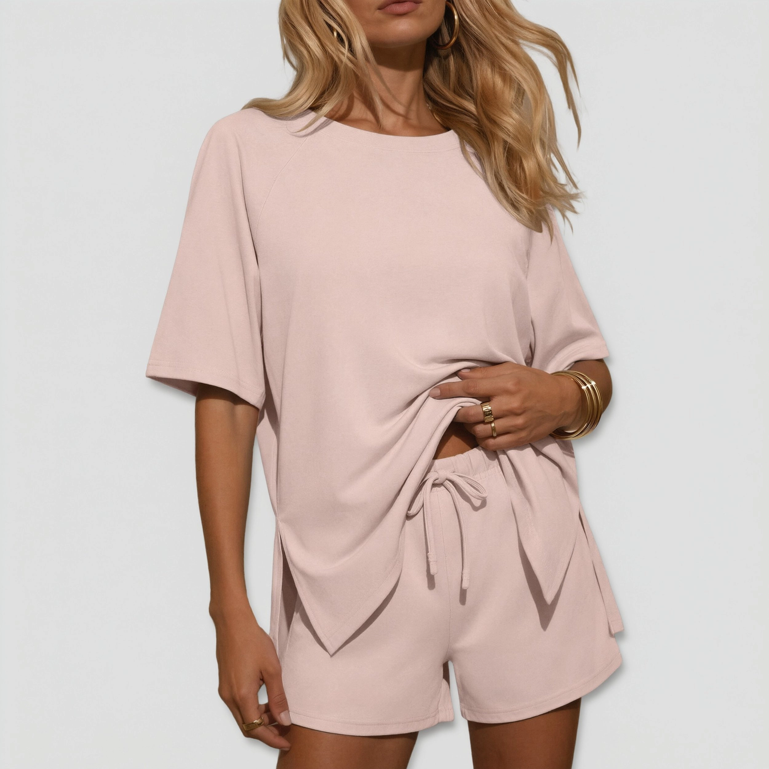 Ekouaer Two Piece Sets for Womens Summer Lounge Short Moisture Wicking Matching