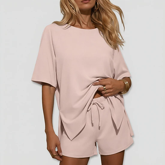 Ekouaer Two Piece Sets for Womens Summer Lounge Short Sets Moisture Wicking Matching