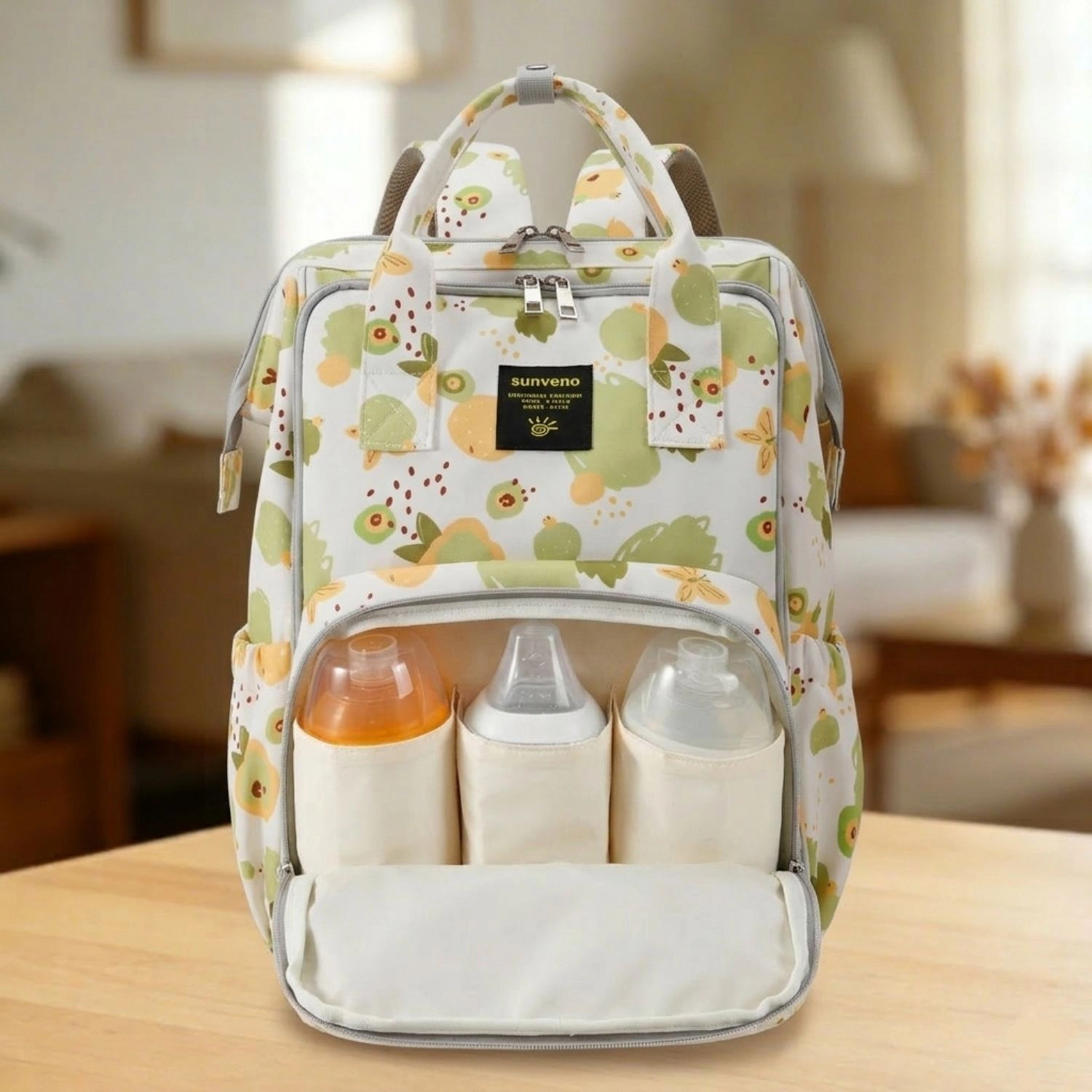 SUNVENO Wide-Open Frame Diaper Bag Backpack