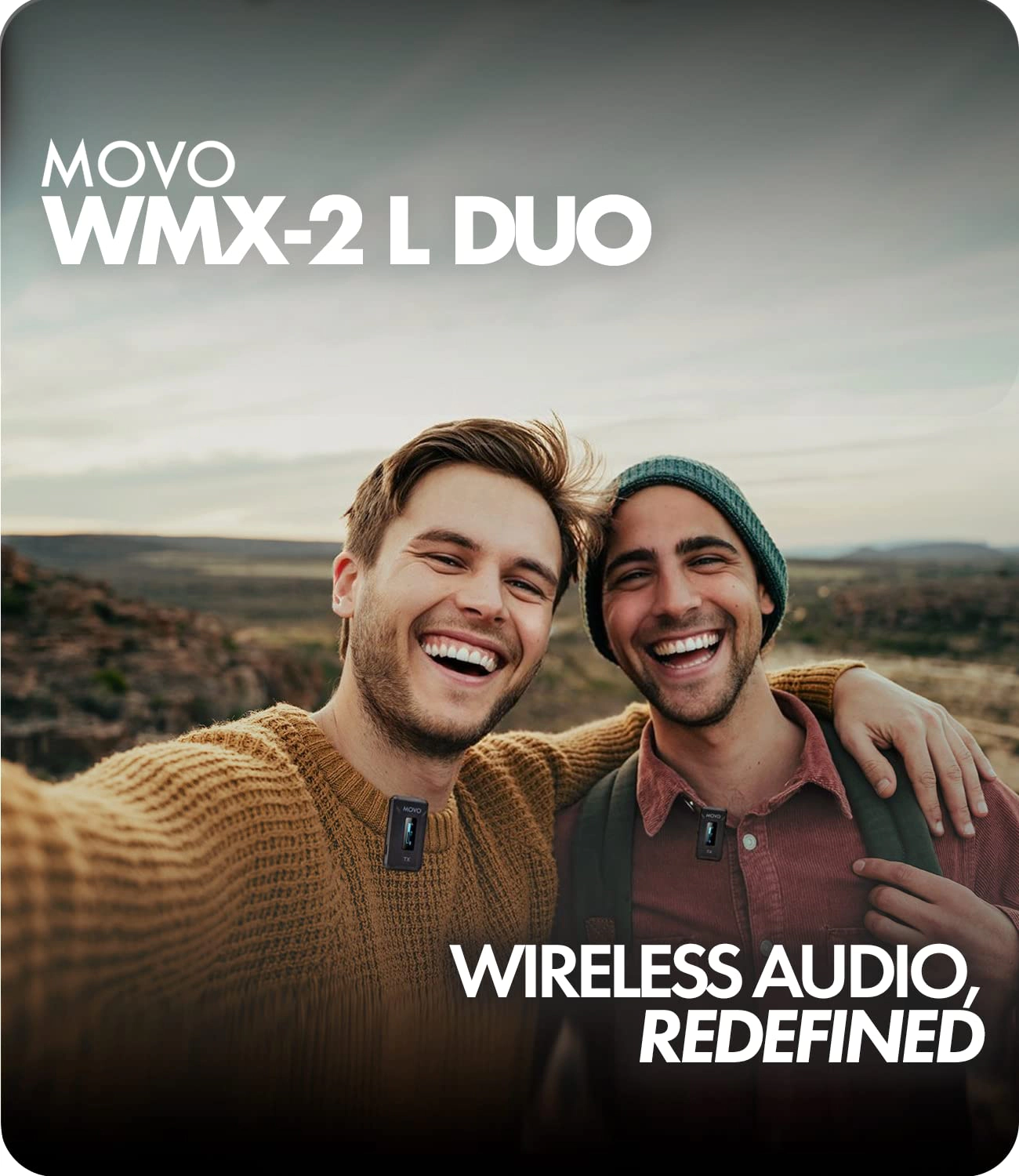 Movo WMX-2-L-DUO Dual Wireless Lavalier Microphone with Charging Case for iPhone 14 and below