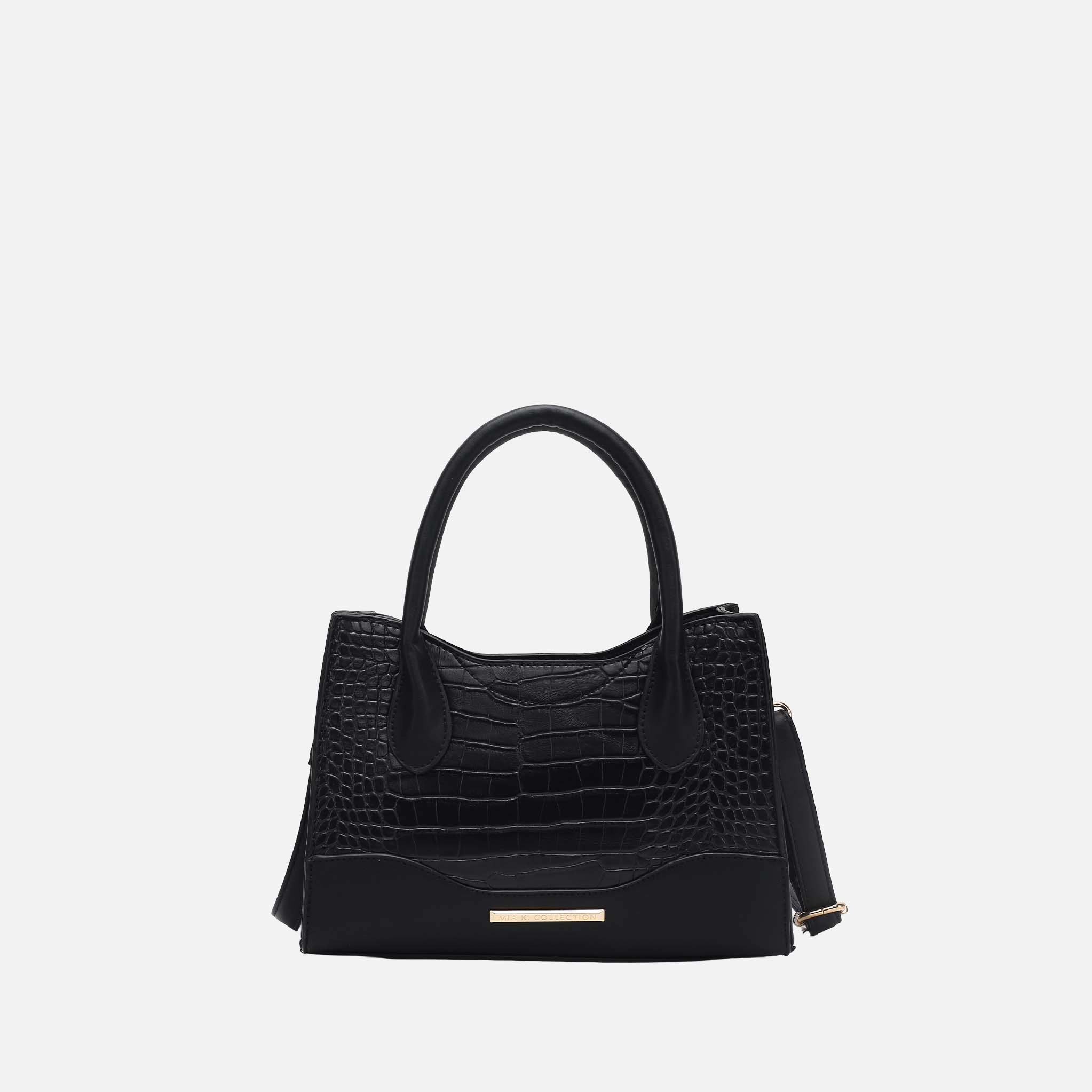 Mia K Collection Gili Croc-Embossed Vegan Leather Tote, Gold-Tone Hardware