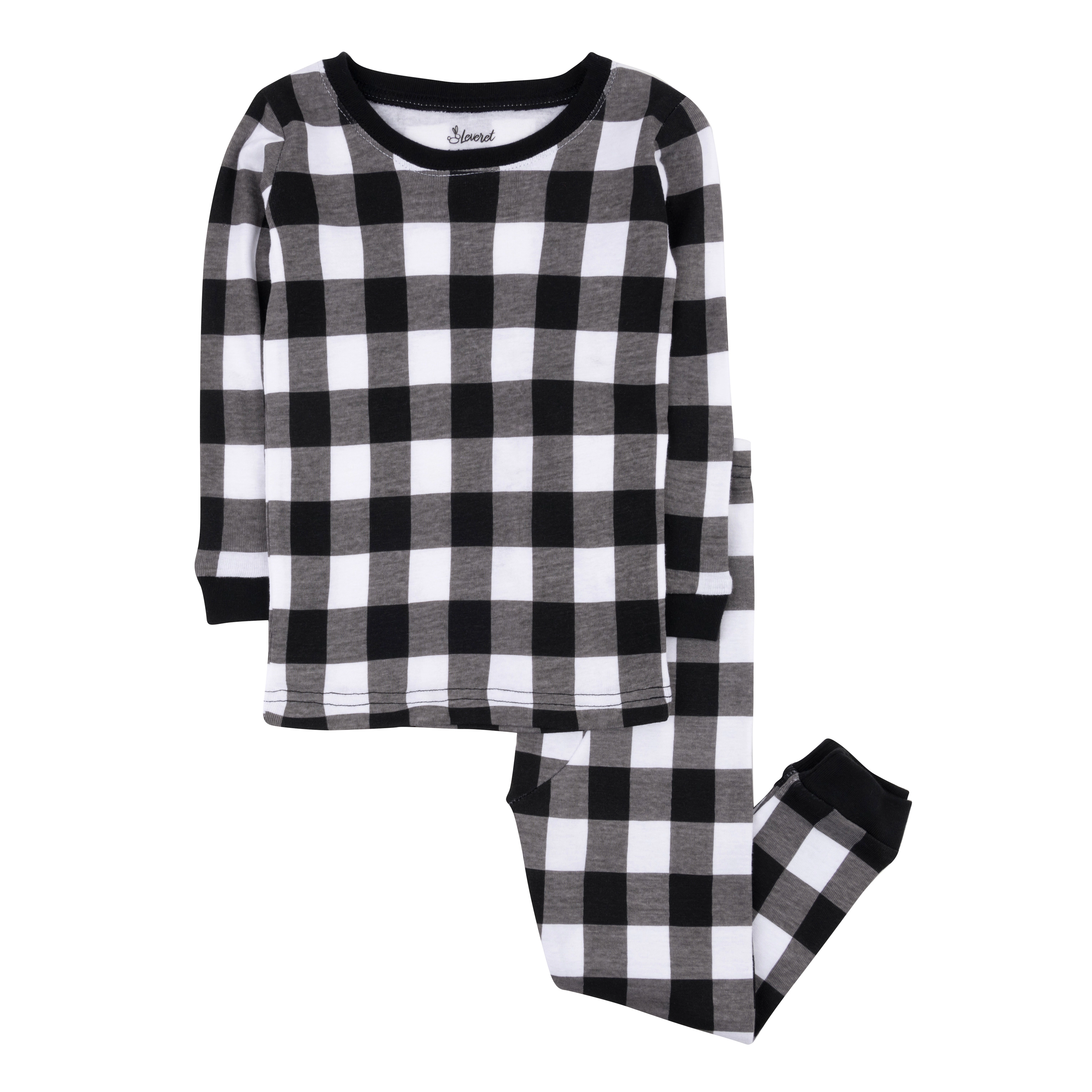 Leveret Kids 2-Piece Buffalo Plaid Cotton Snug Fit Pajama Set
