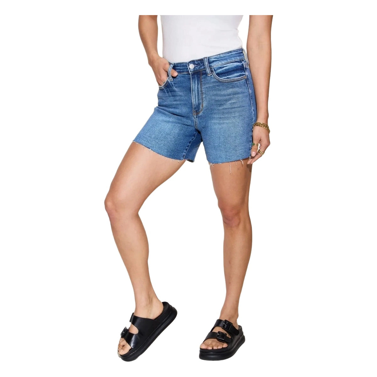 Judy Blue Womens Full Size High Waist Slim Denim Shorts