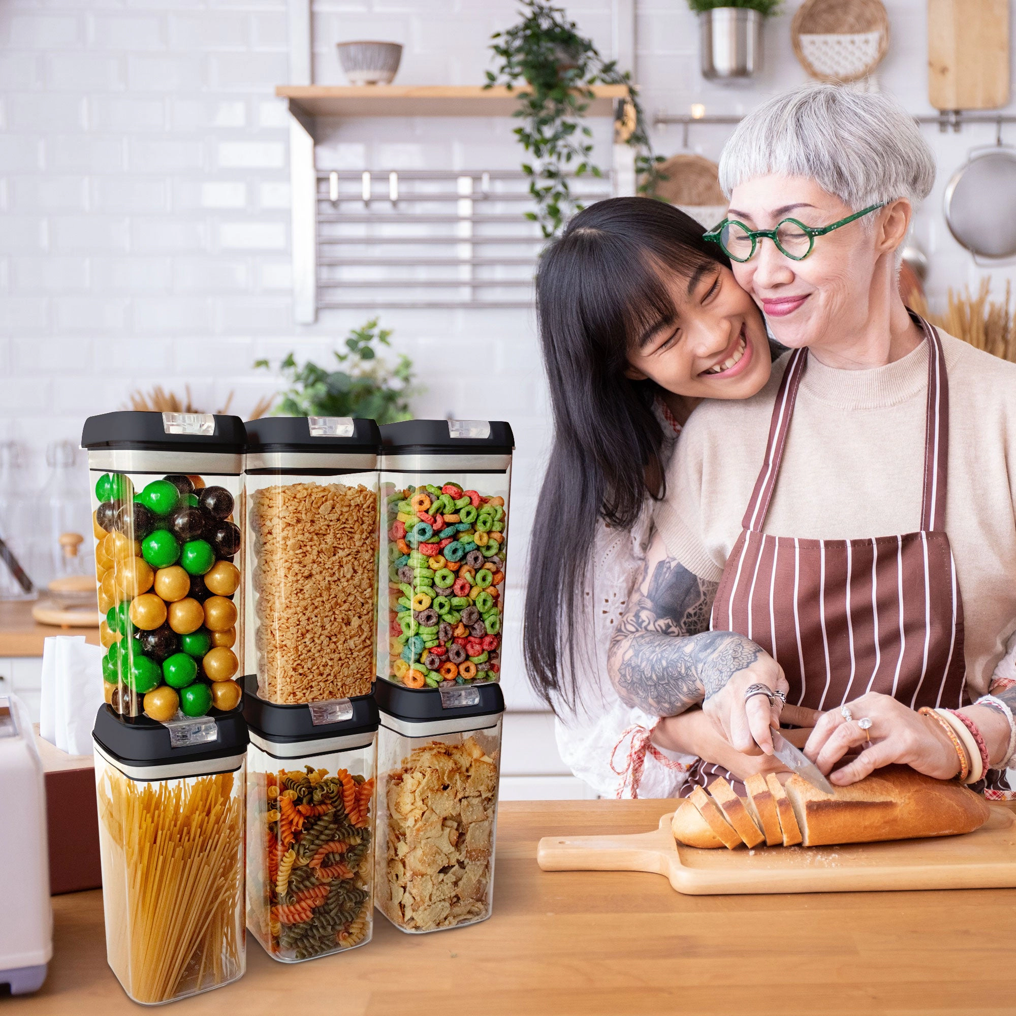 Cheer Collection 42oz Airtight Food Storage Containers for Kitchen Organization