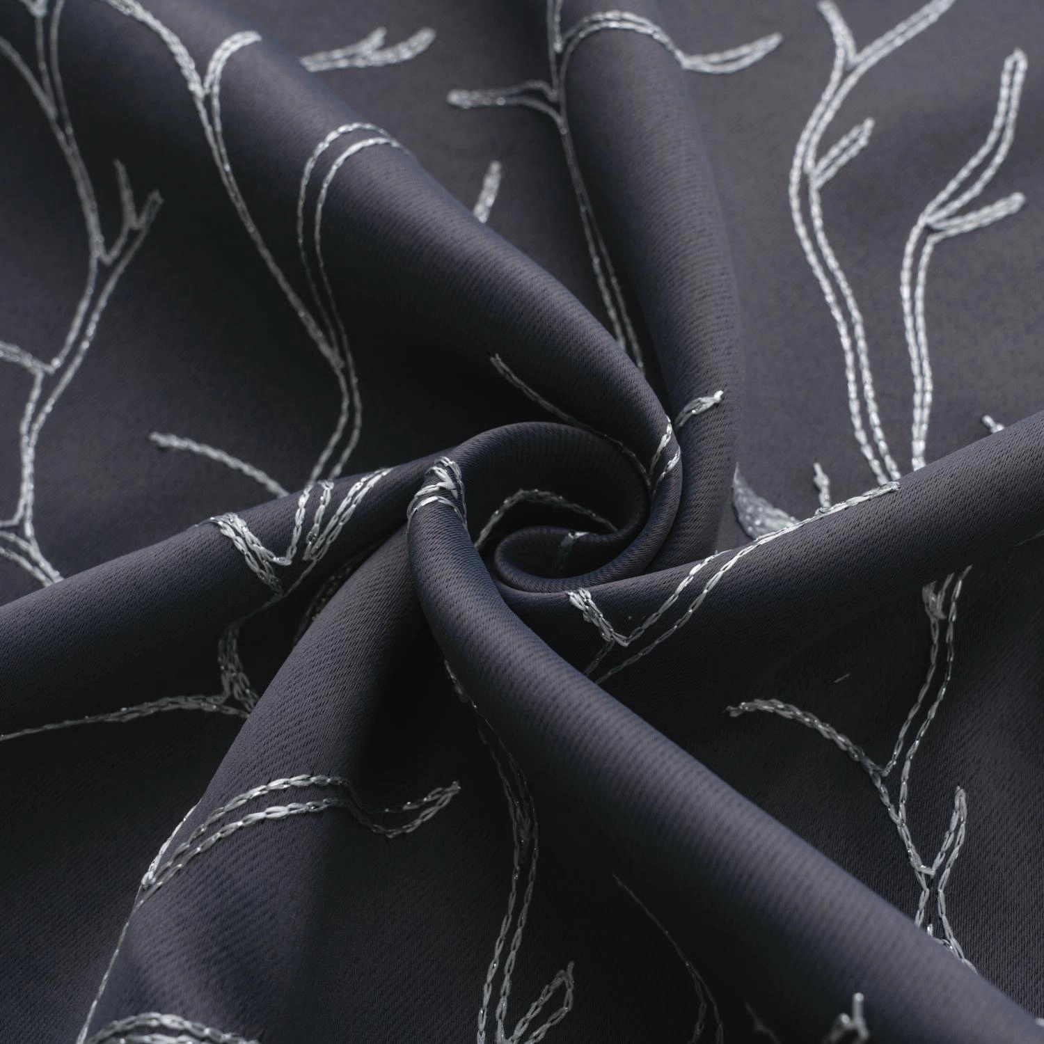 RT Designer Collection Luciana Embroidered Blackout Luxurious Decorative Grommet Curtain Panel 54" x 90" Charcoal