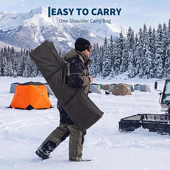 PALQOUETH One Push Button Popper-Up Ice Fishing Shelter 210D Oxford ...
