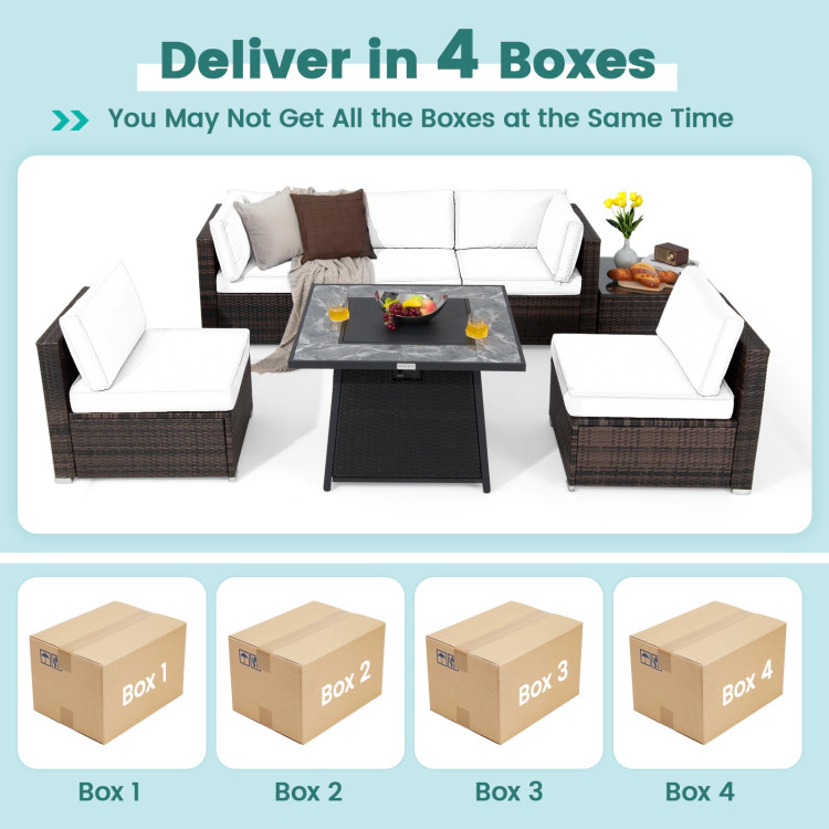 Hivvago 7 Pieces Patio Furniture Set With 35 Inches 50000 Btu Propane Gas Fire Pit Table And Waterproof Cover For Firpit