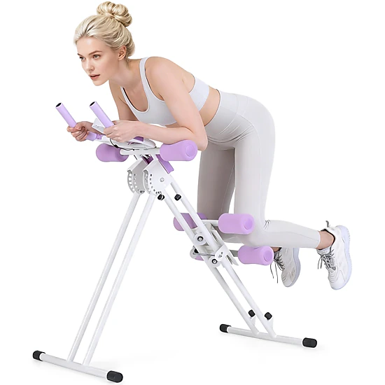 SUGIFT White 440-lb Capacity Foldable Abdominal Trainer Ab Machine with 6 Incline Settings and LCD Monitor