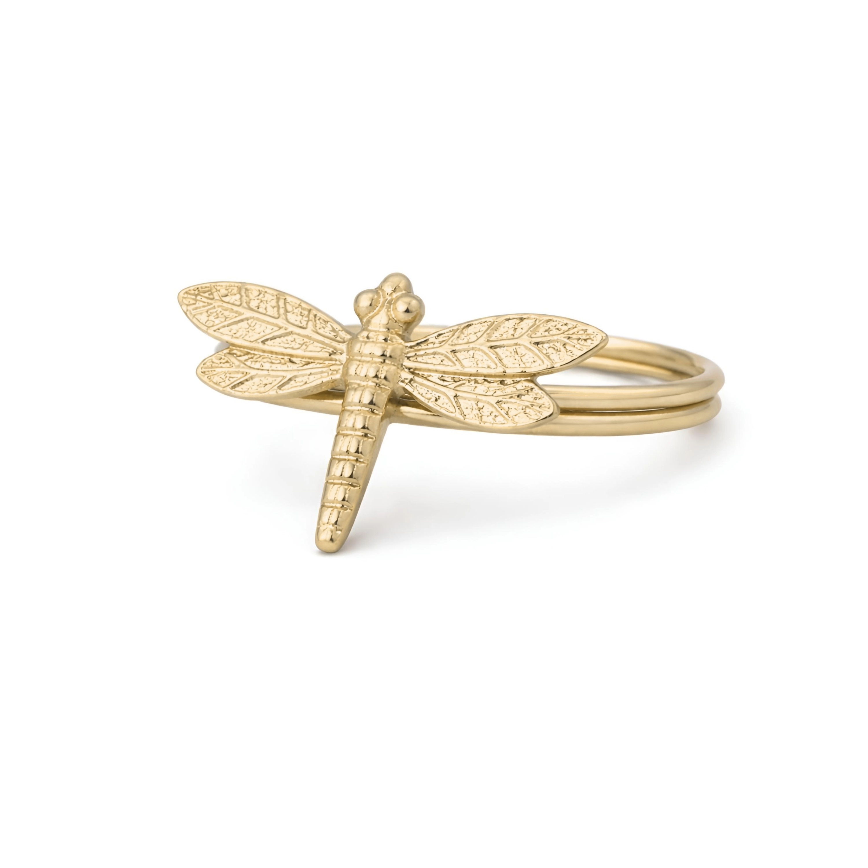 Dainty Home Dragonfly Napkin Rings Set of 4, Gold Metal Table Décor