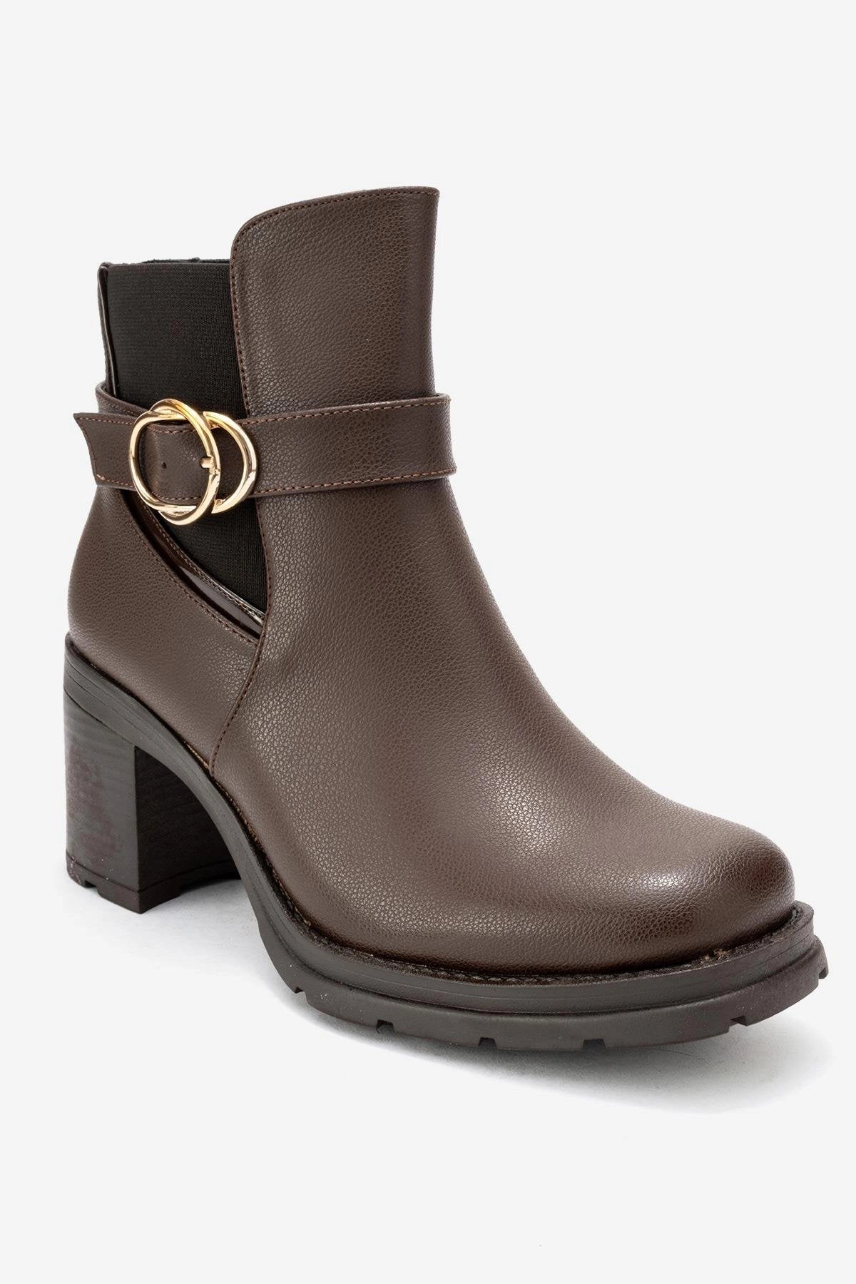 Prologue Shoes Womens Heile Buckle Block Heel Boot