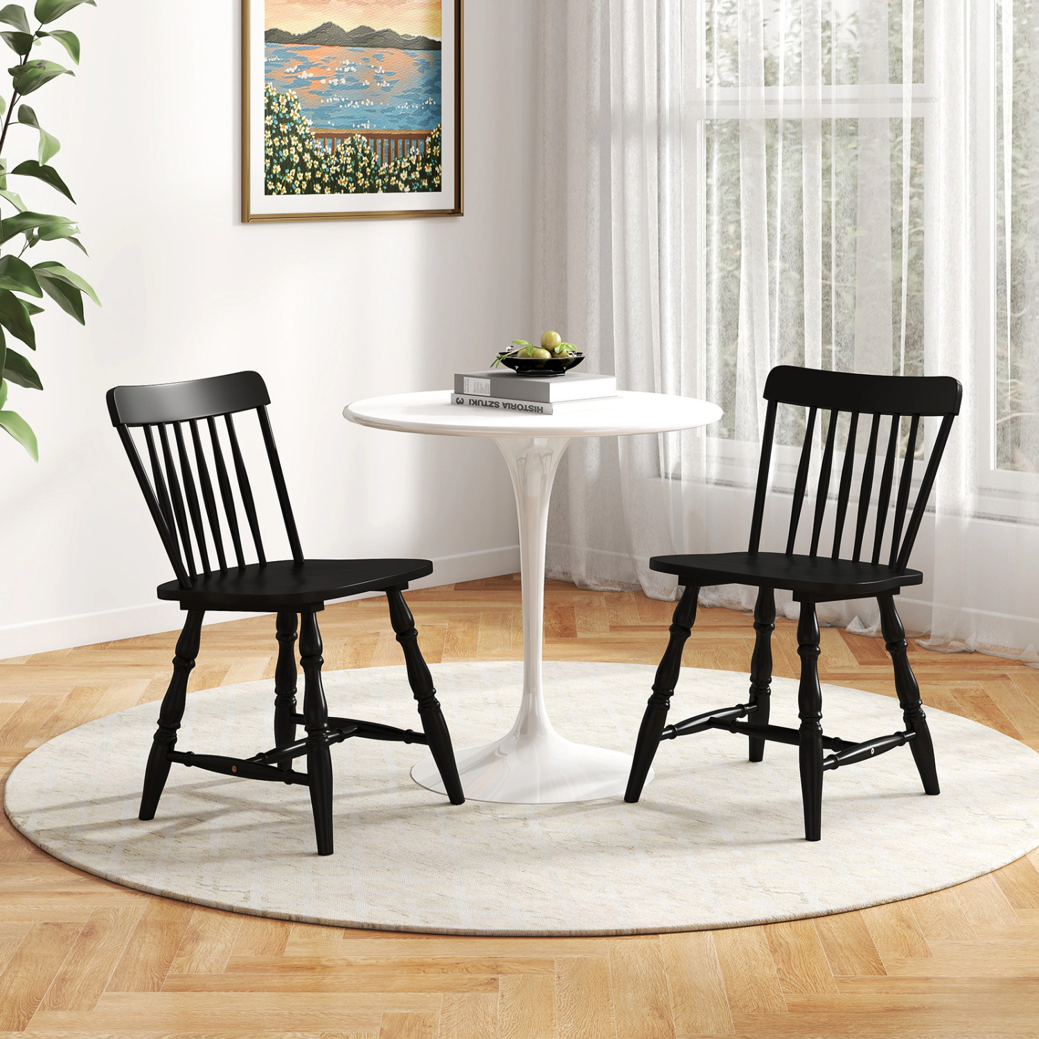 LJG Windsor Dining Chairs Set of 4 with Curved Spindle