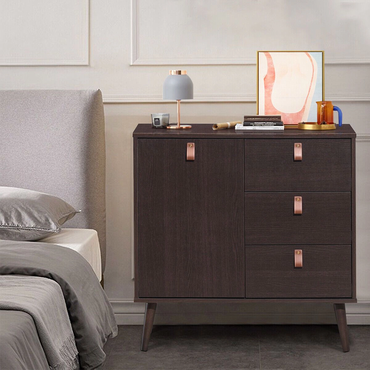 SlickBlue 3-Drawer Wood Storage Cabinet with Adjustable Shelf