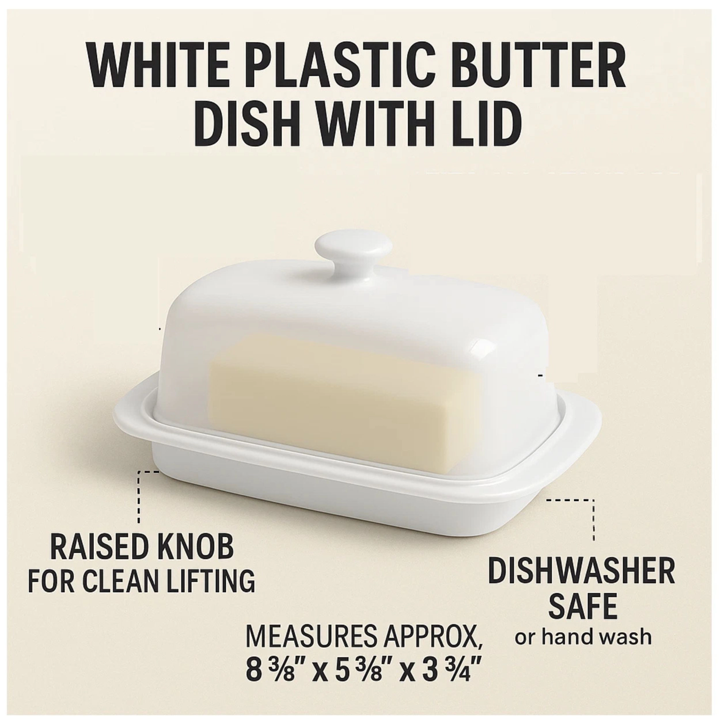 Home Collection White Plastic Butter Dish with Lid