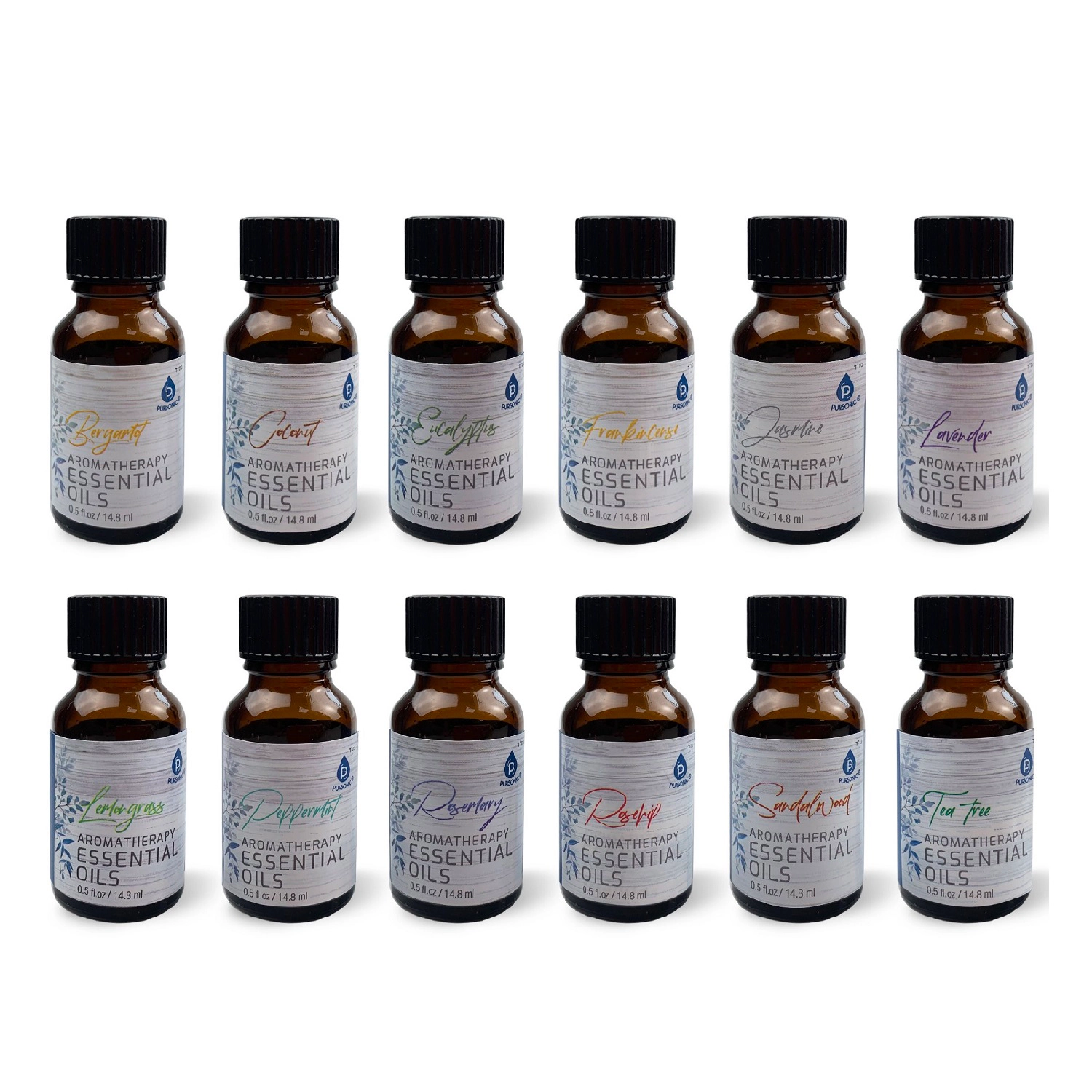 Pursonic Unisex 12 Pack Aromatherapy Essential Oils