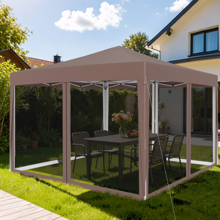 Hivvago 10 FT x Pop-Up Canopy Tent Easy Setup Instant Folding Shelter with Mesh Netting