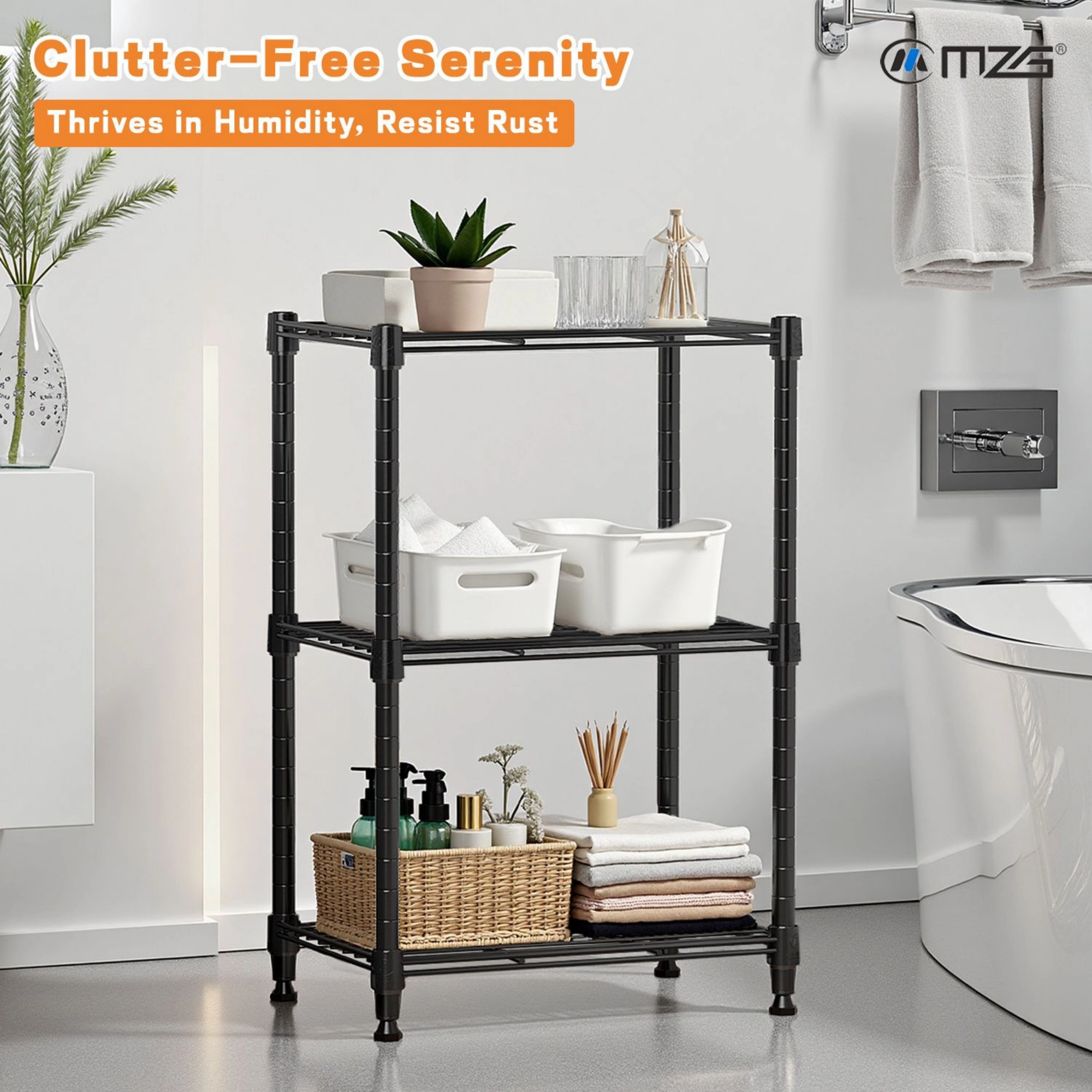 Flynama 3 Tier Utility Wire Shelving 450 lbs Steel Organizer Rack for Home Kitchen and Office in Chrome