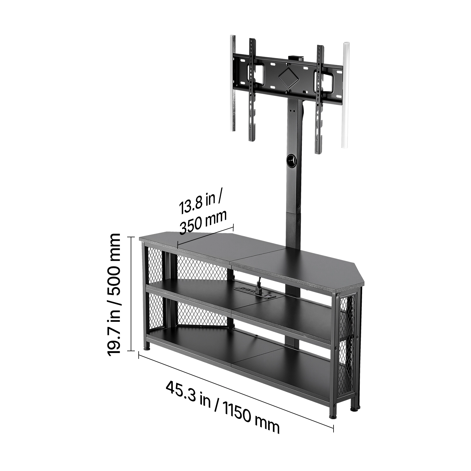 HONGGE TV Stand Console with Power Outlet for 32-75 Inch TVs, Height Adjustable Entertainment Center with Storage